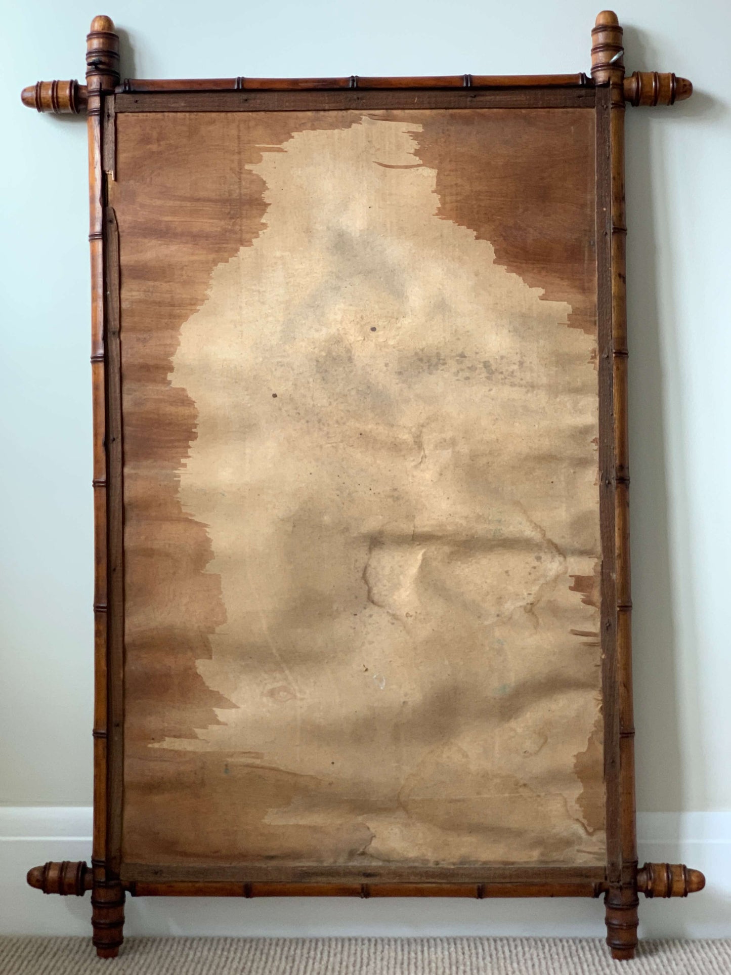 Large French antique faux bamboo mirror