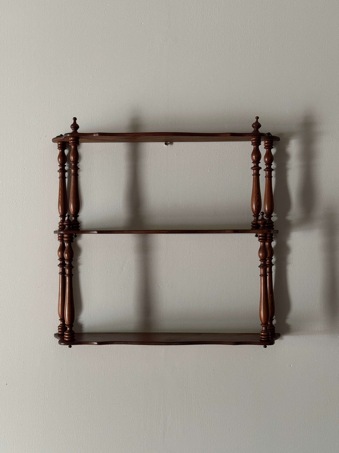 French vintage pitch pine wall-hung shelf