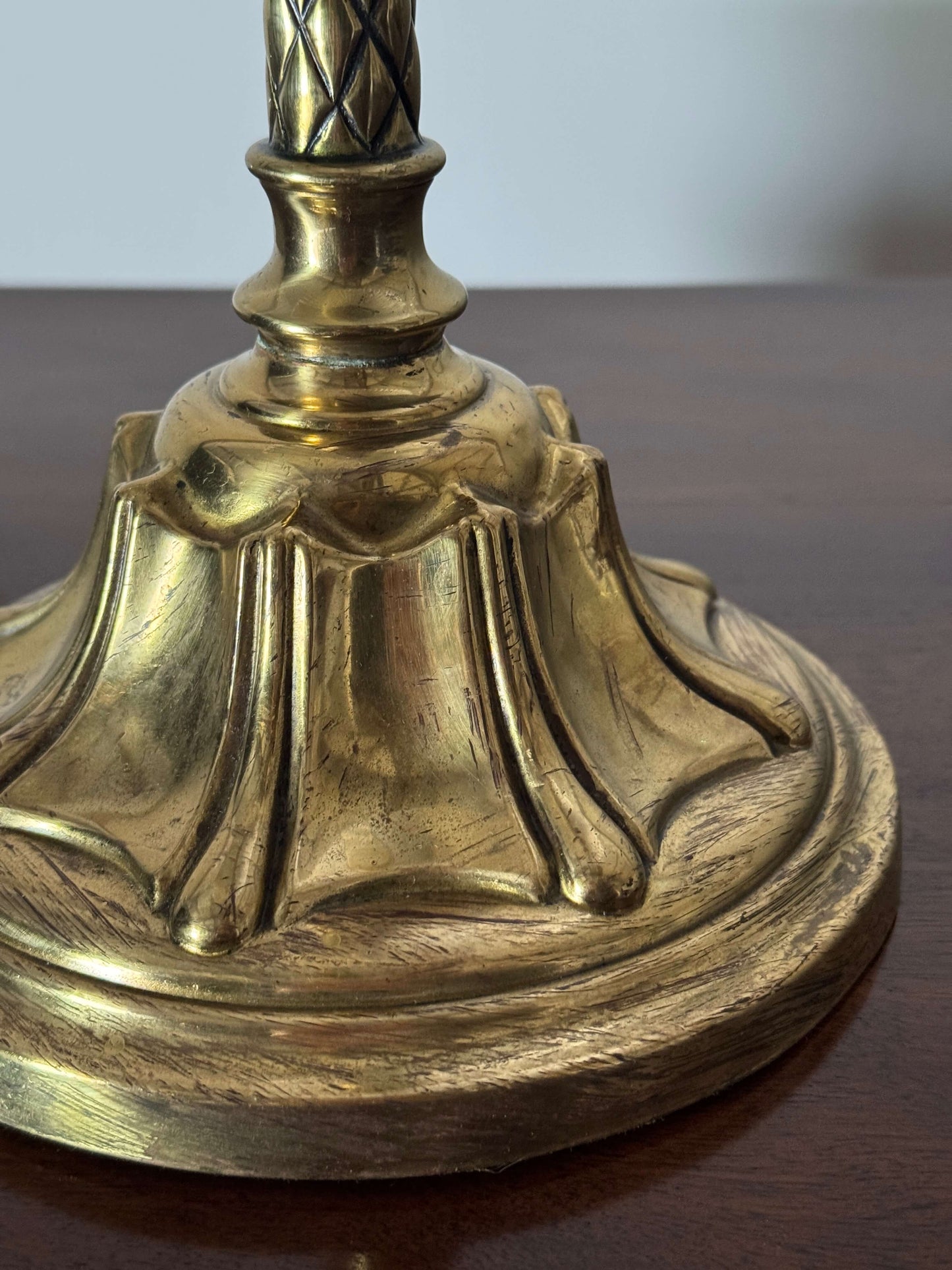 Large Art Nouveau brass lamp base