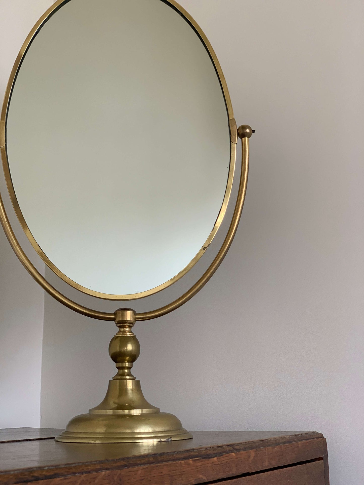 Antique Peerage brass table top mirror