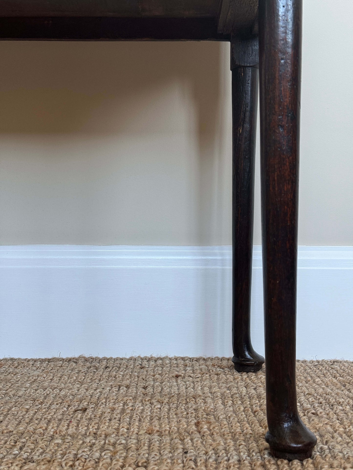 Georgian dark oak low boy side table with pad feet