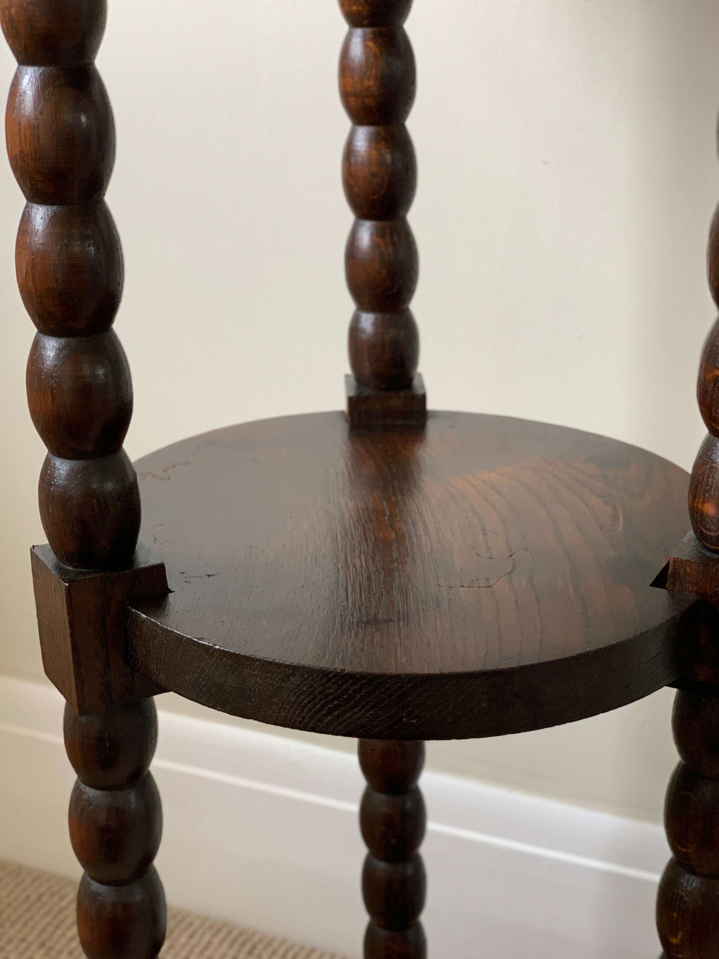 French antique bobbin tiered side table