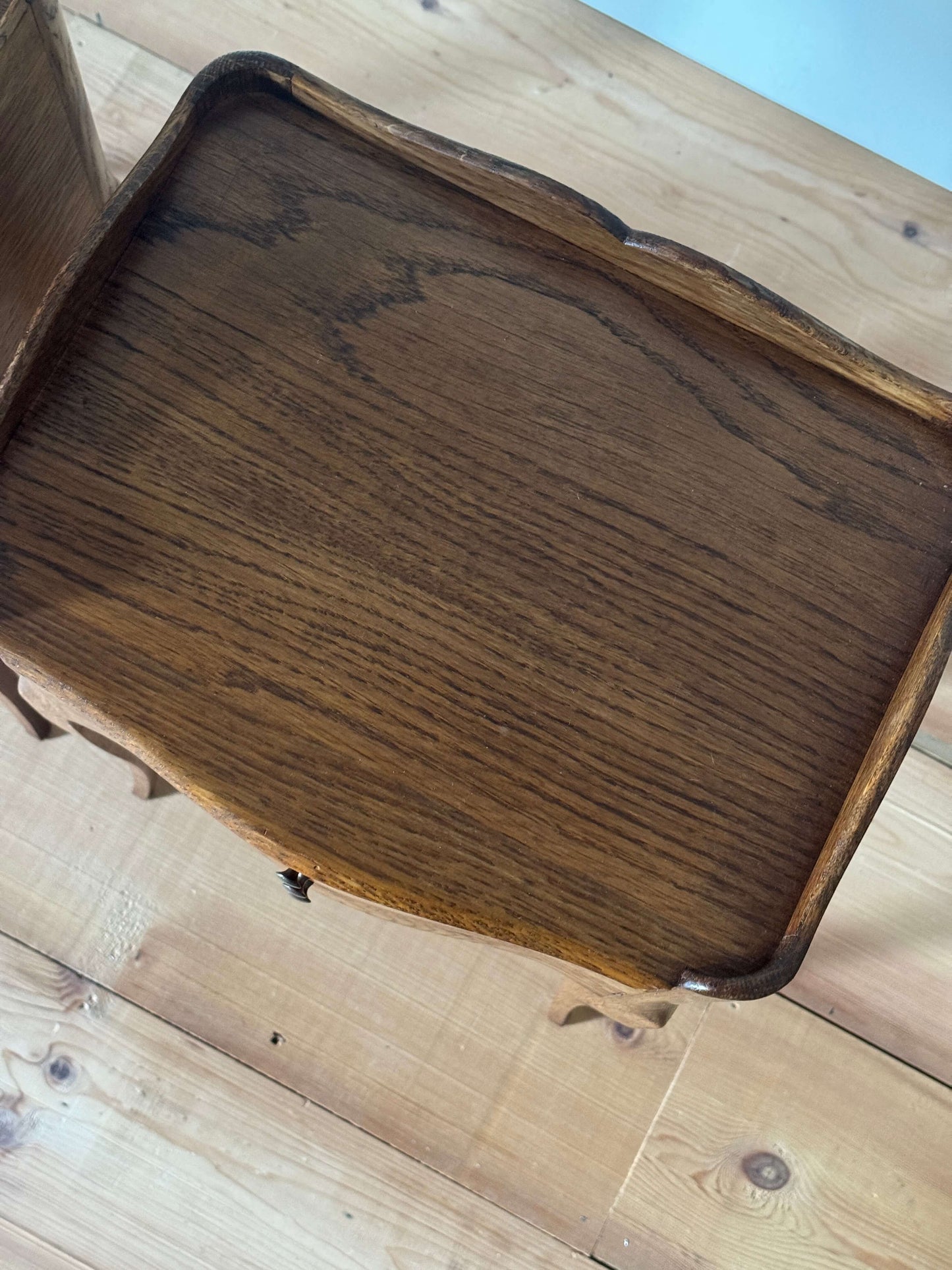 Pair of French bedside tables with three drawers