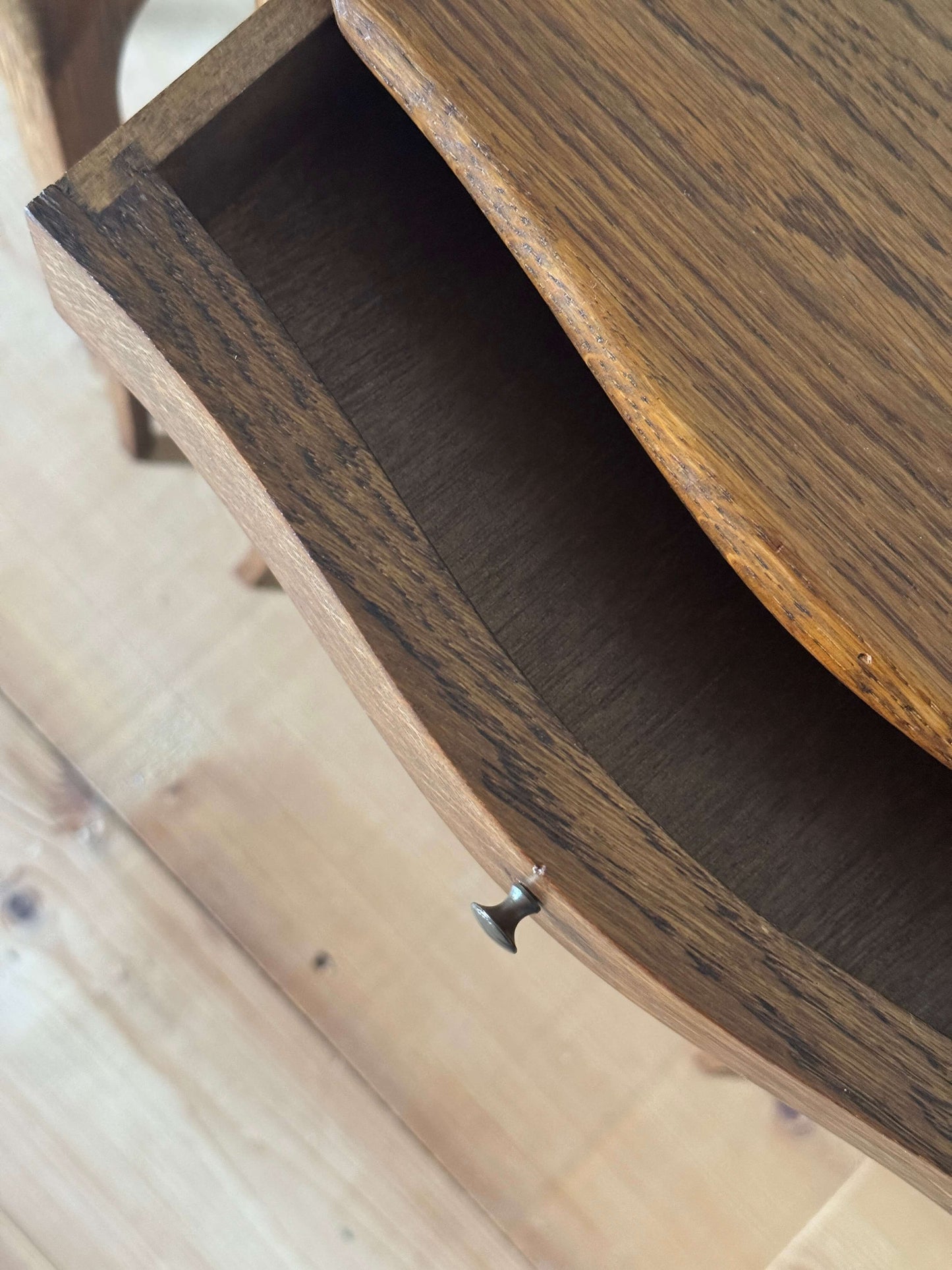 Pair of French bedside tables with three drawers