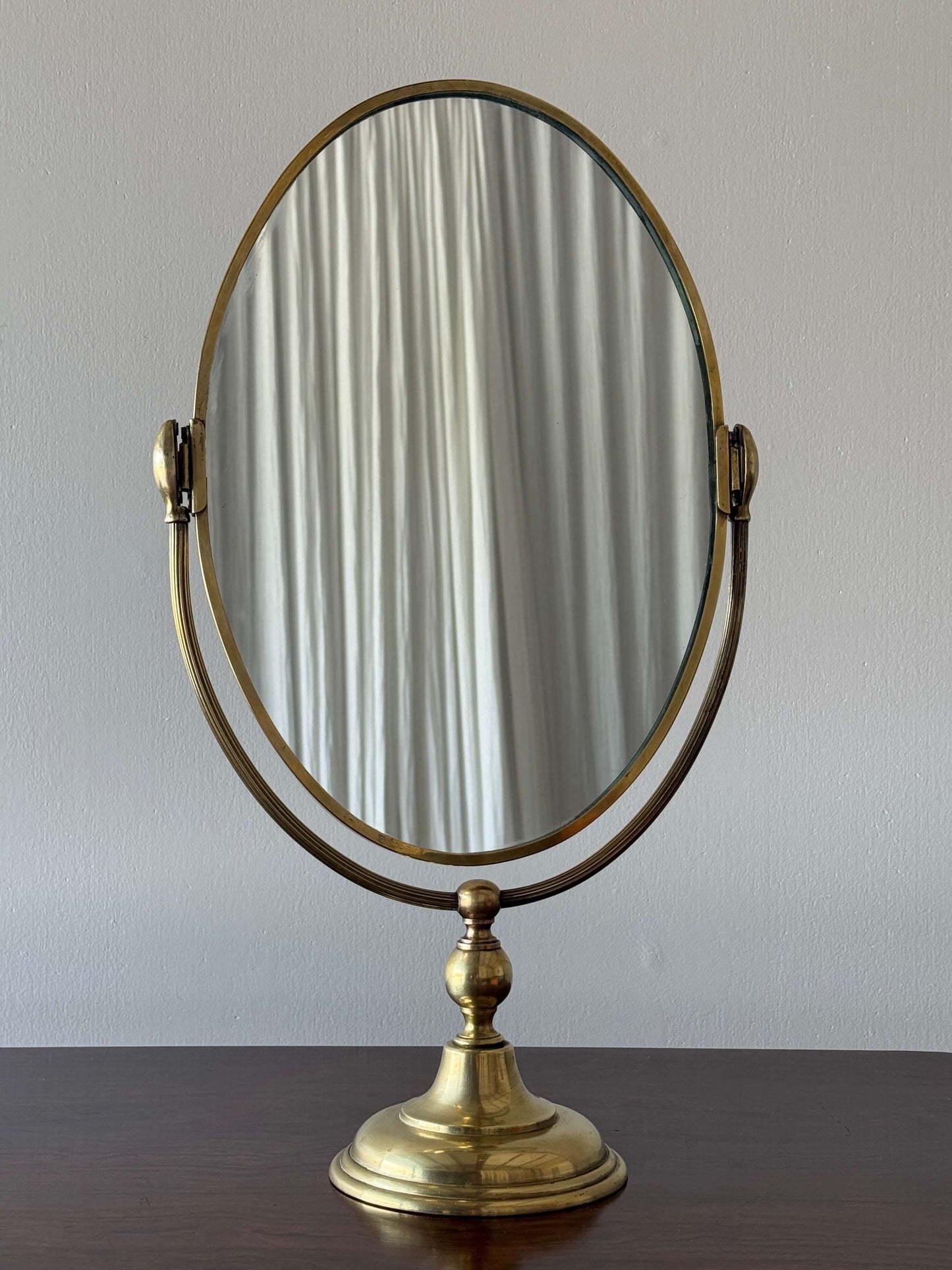 Late Victorian brass table-top mirror
