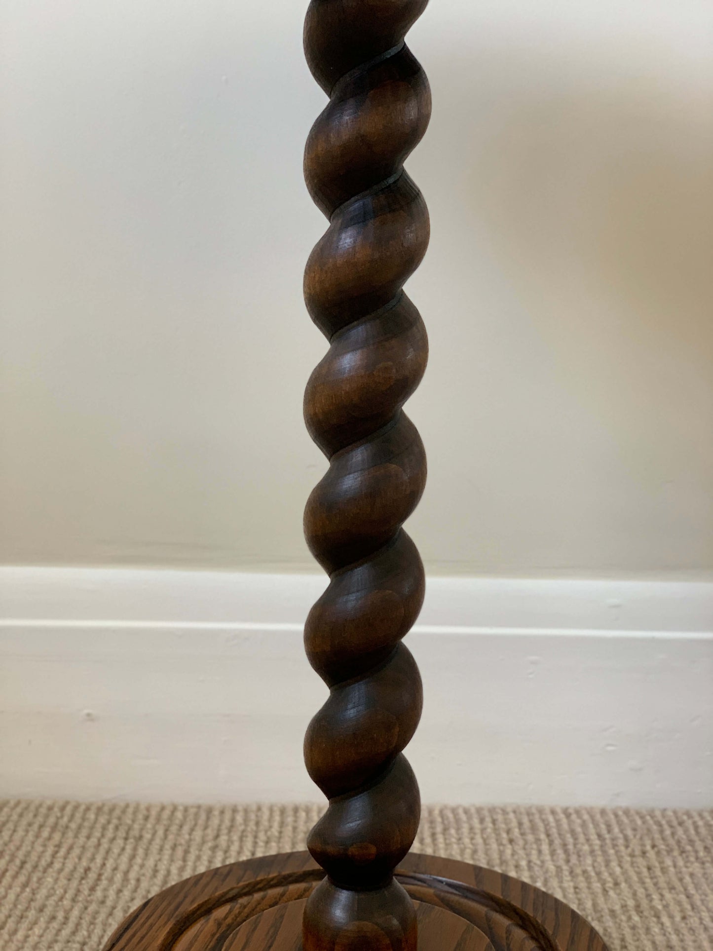 French oak vintage circular barley twist side table
