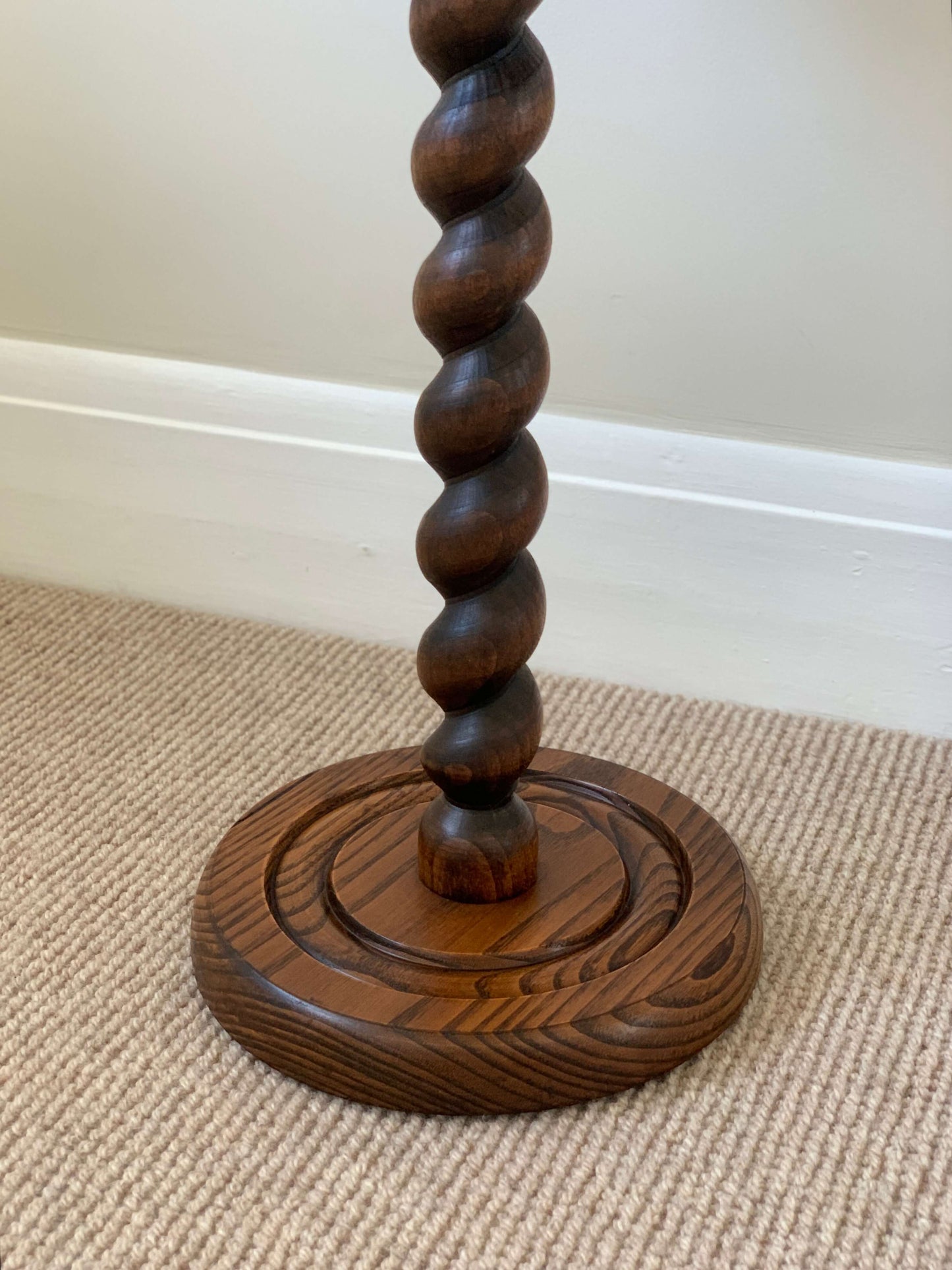 French oak vintage circular barley twist side table
