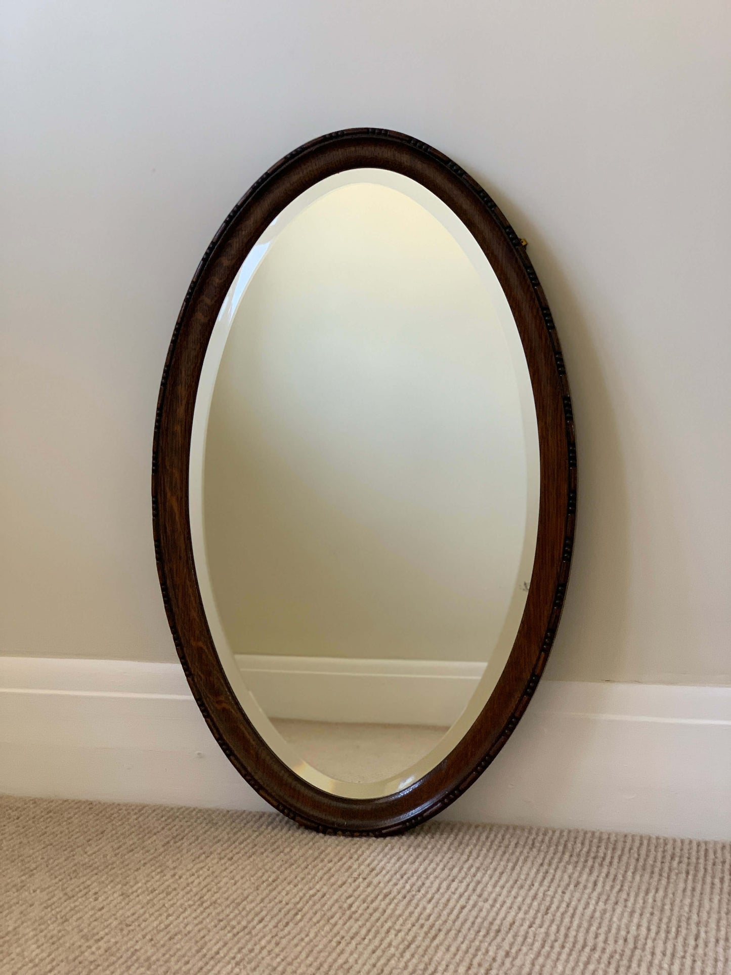 Antique victorian bobbin oval bevelled mirror