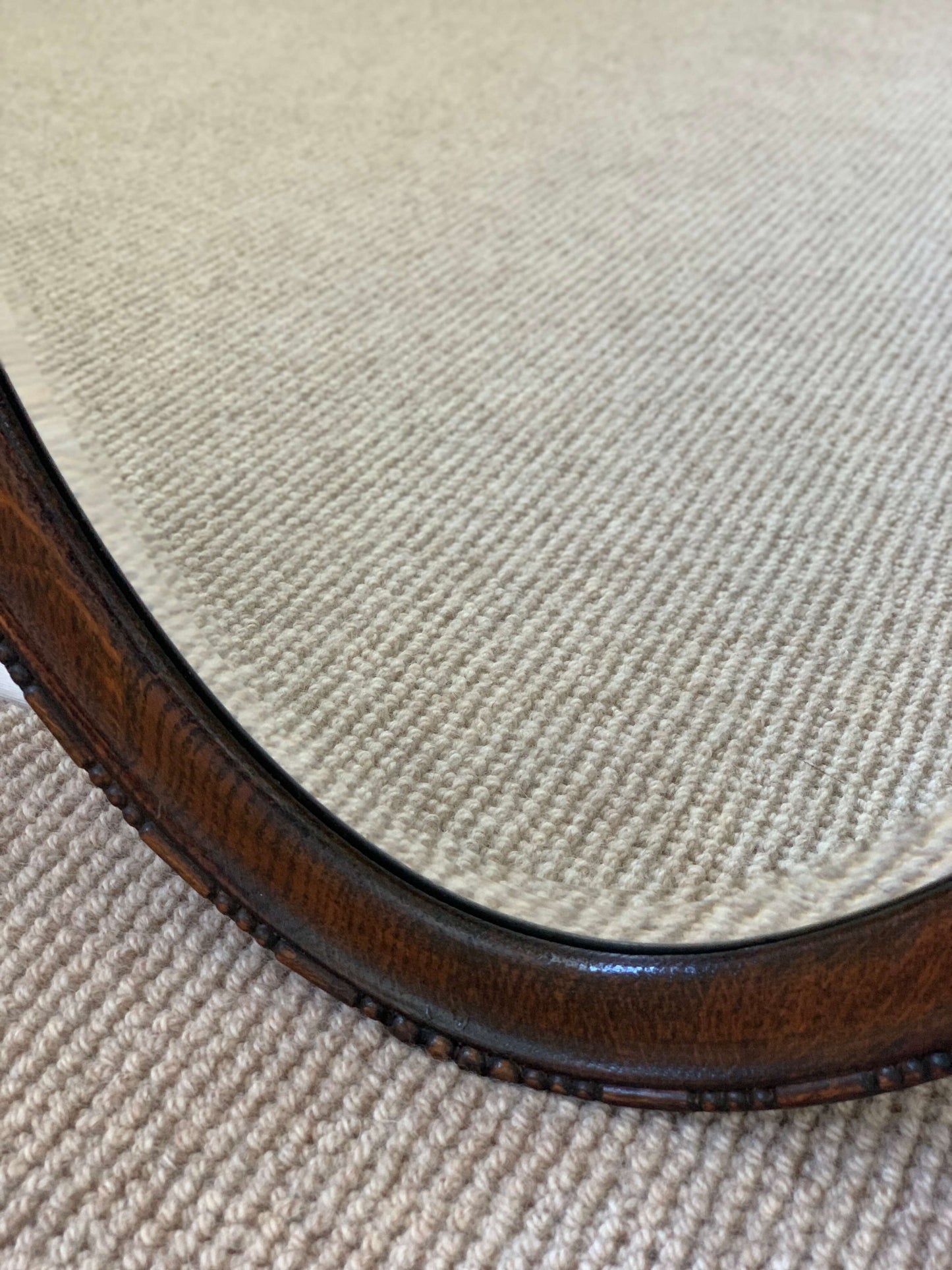 Antique victorian bobbin oval bevelled mirror