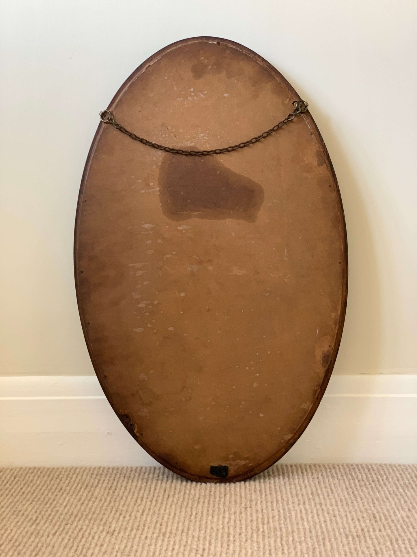 Antique victorian bobbin oval bevelled mirror