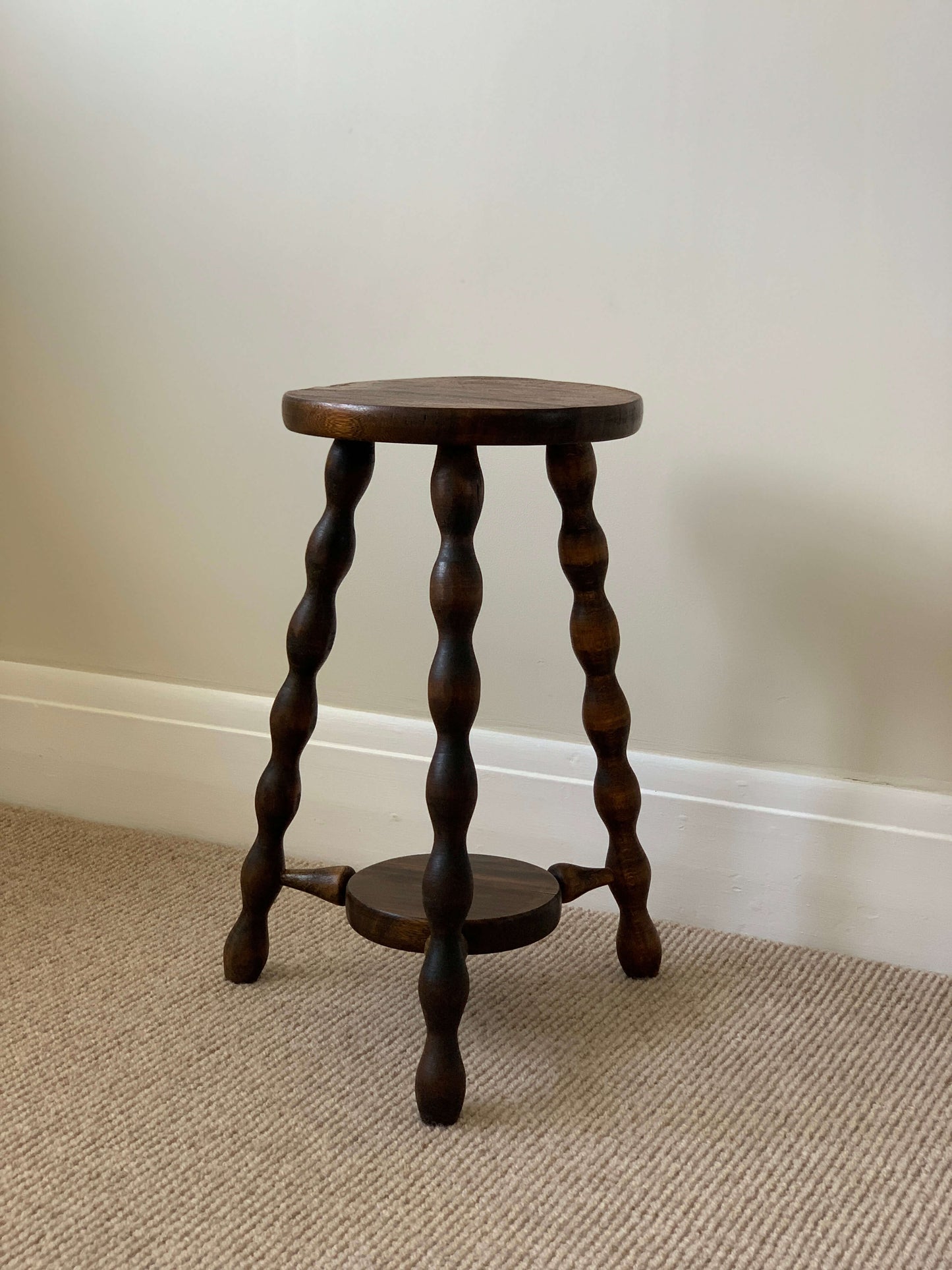 French vintage circular bobbin stool