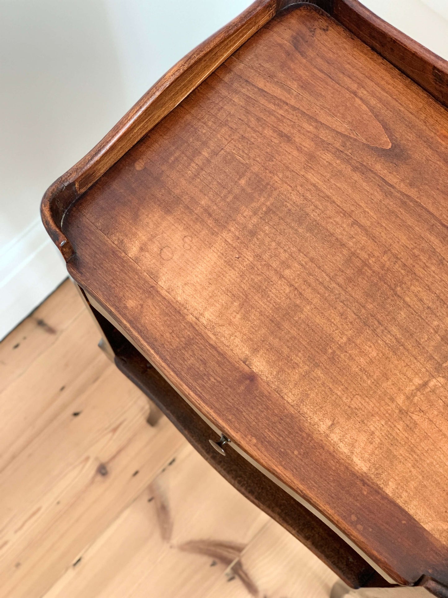 Pair of dark oak French vintage bedside tables