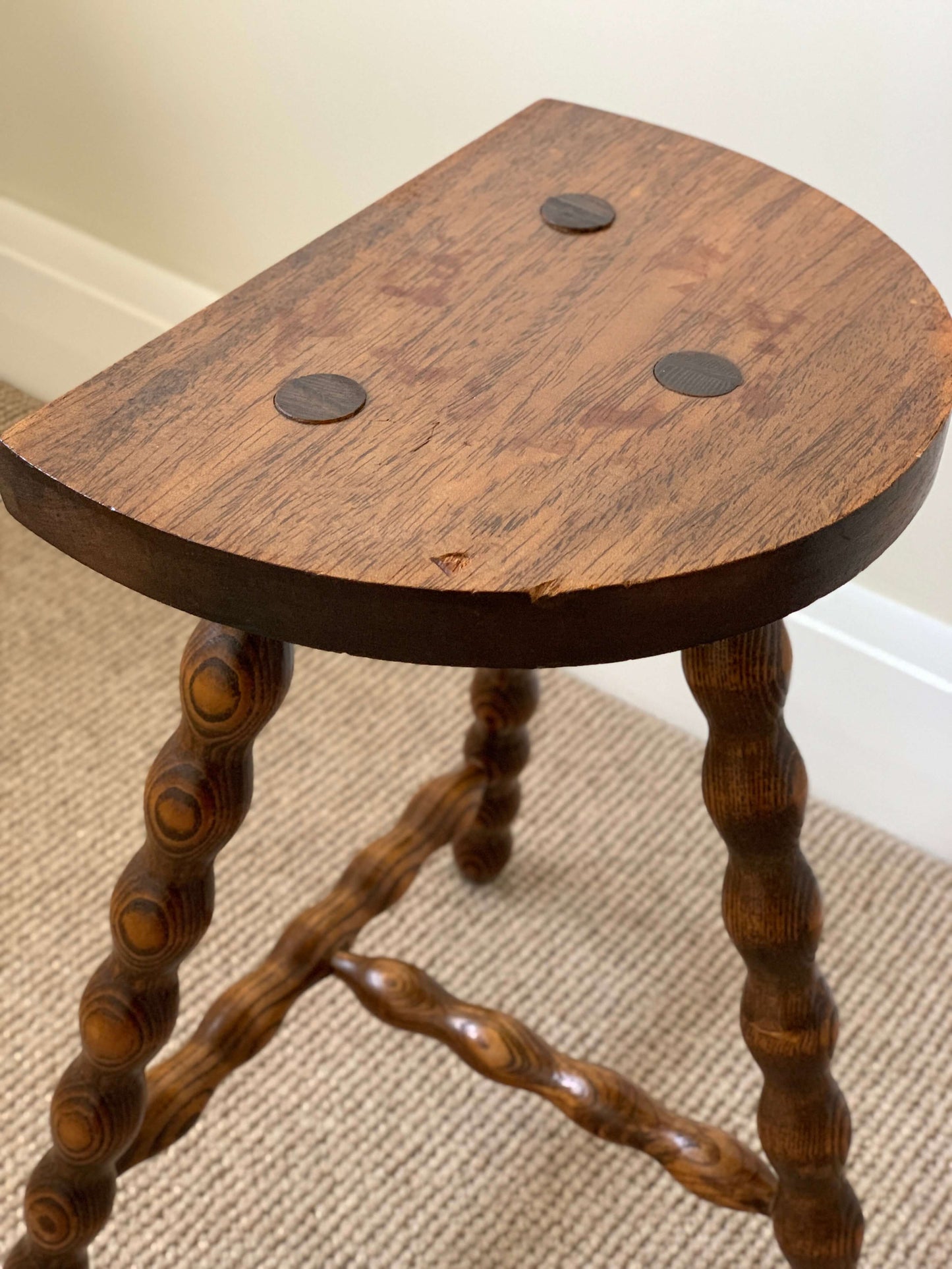 French antique bobbin stool