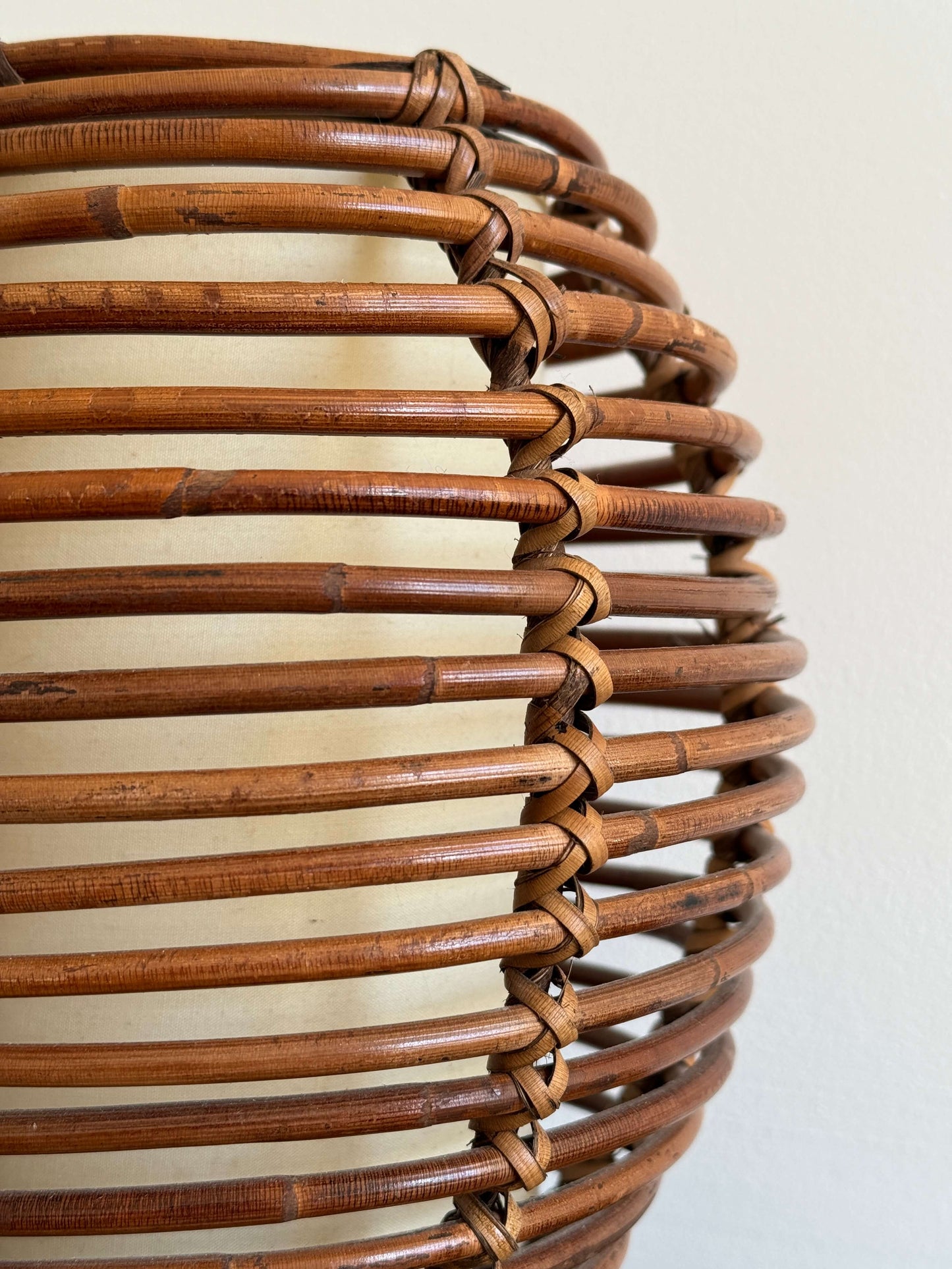 French vintage rattan table lamp