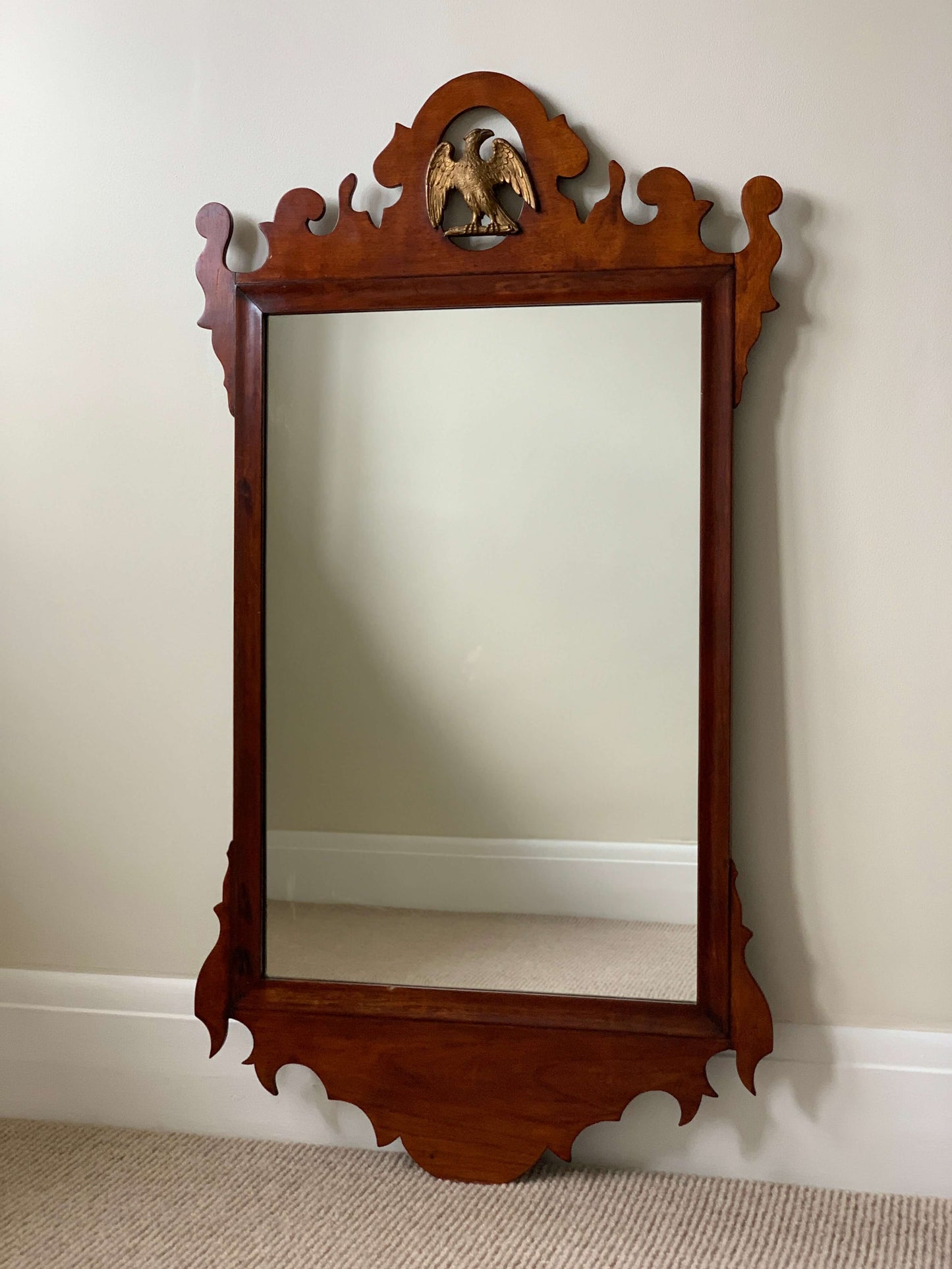 Victorian fretwork wall mirror with gilt bird