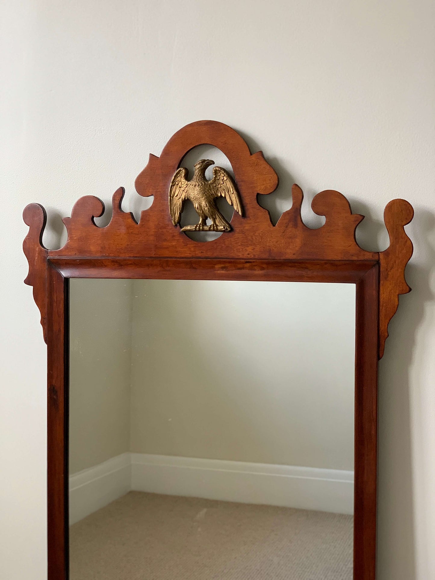 Victorian fretwork wall mirror with gilt bird