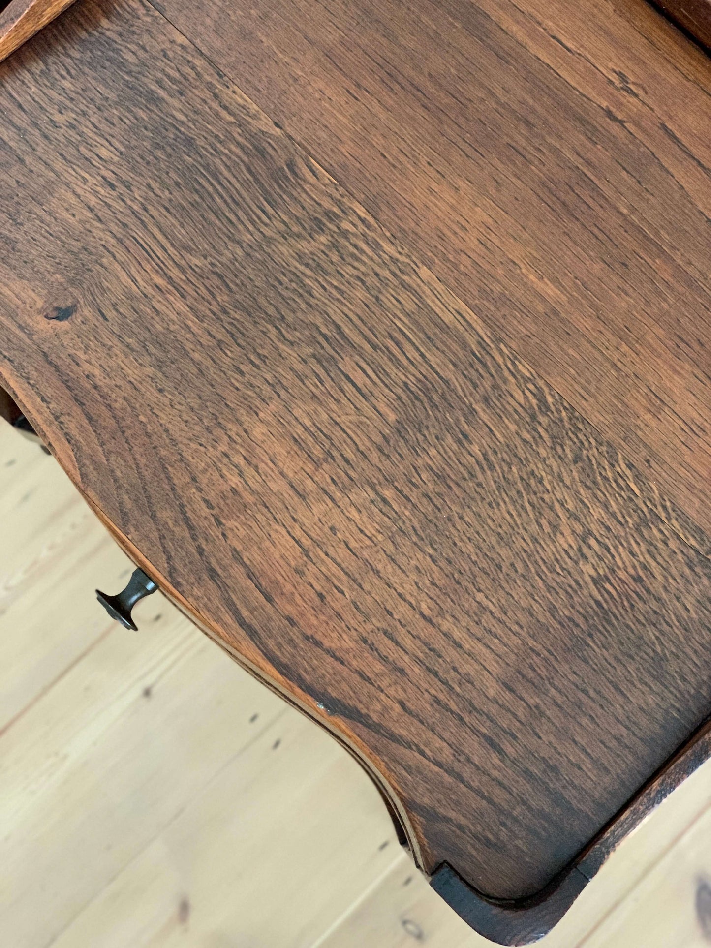 Pair of dark oak French vintage bedside tables