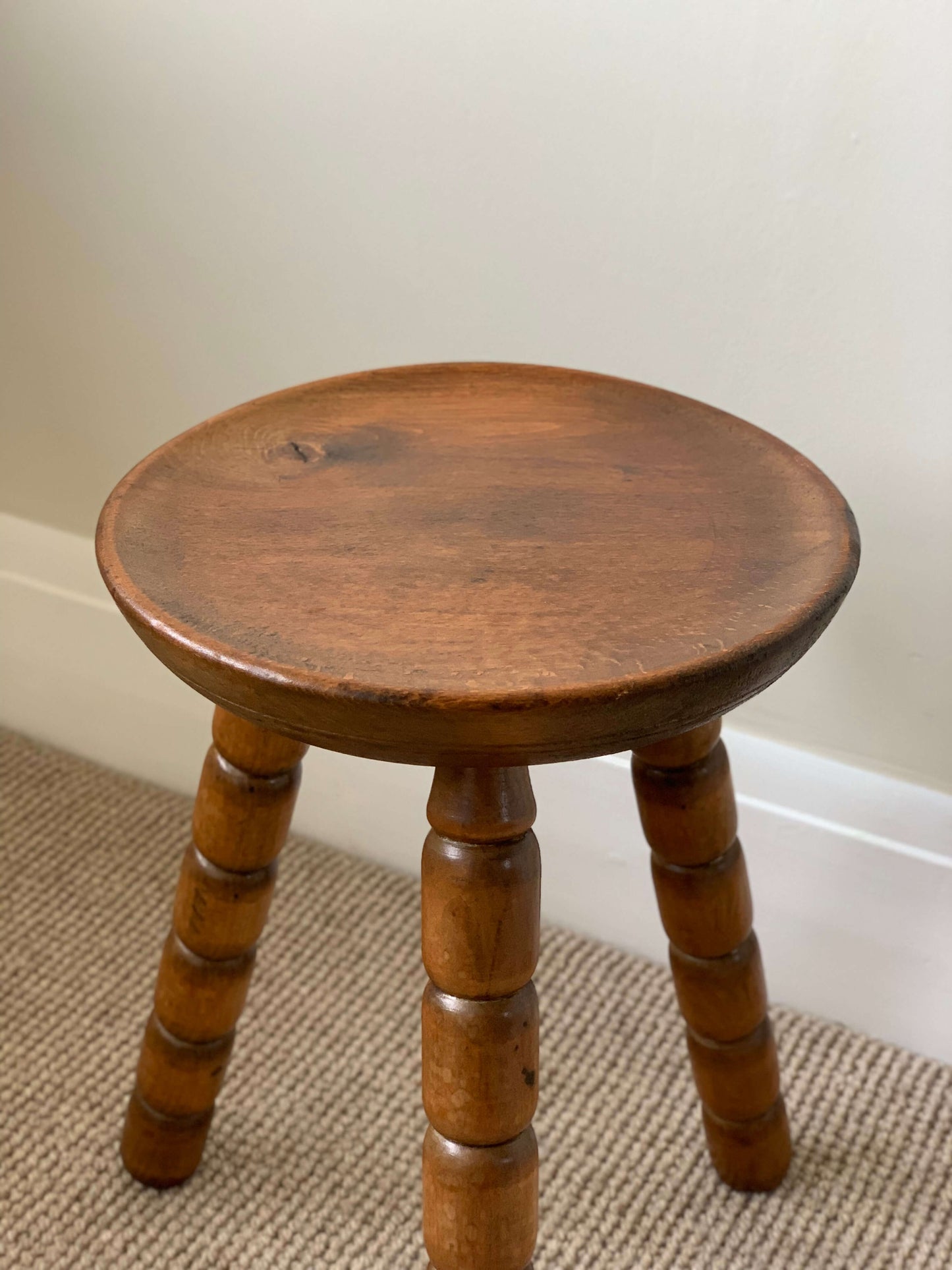 French vintage stool with chunky bobbin legs