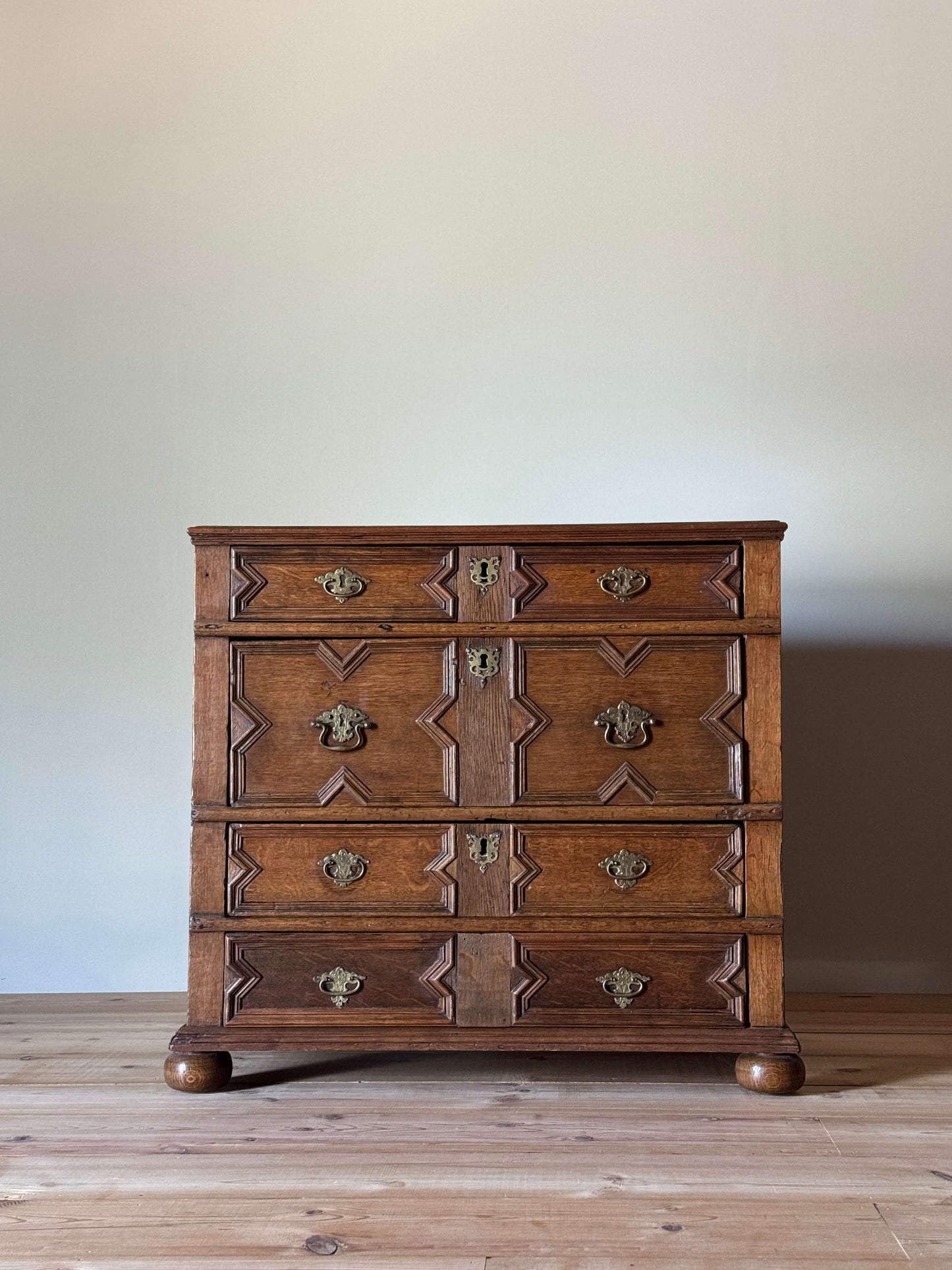 Charles II oak chest of drawers