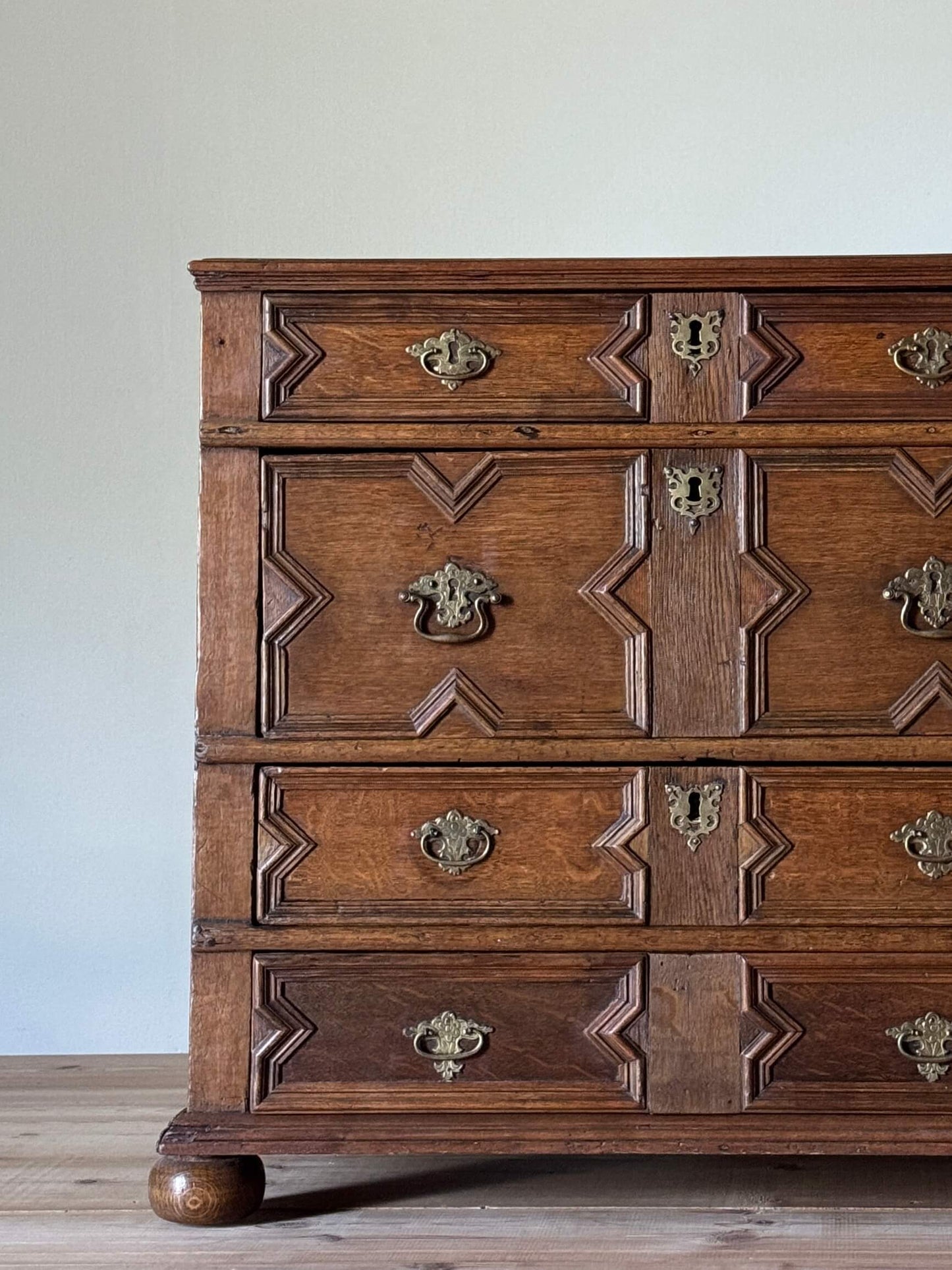Charles II oak chest of drawers