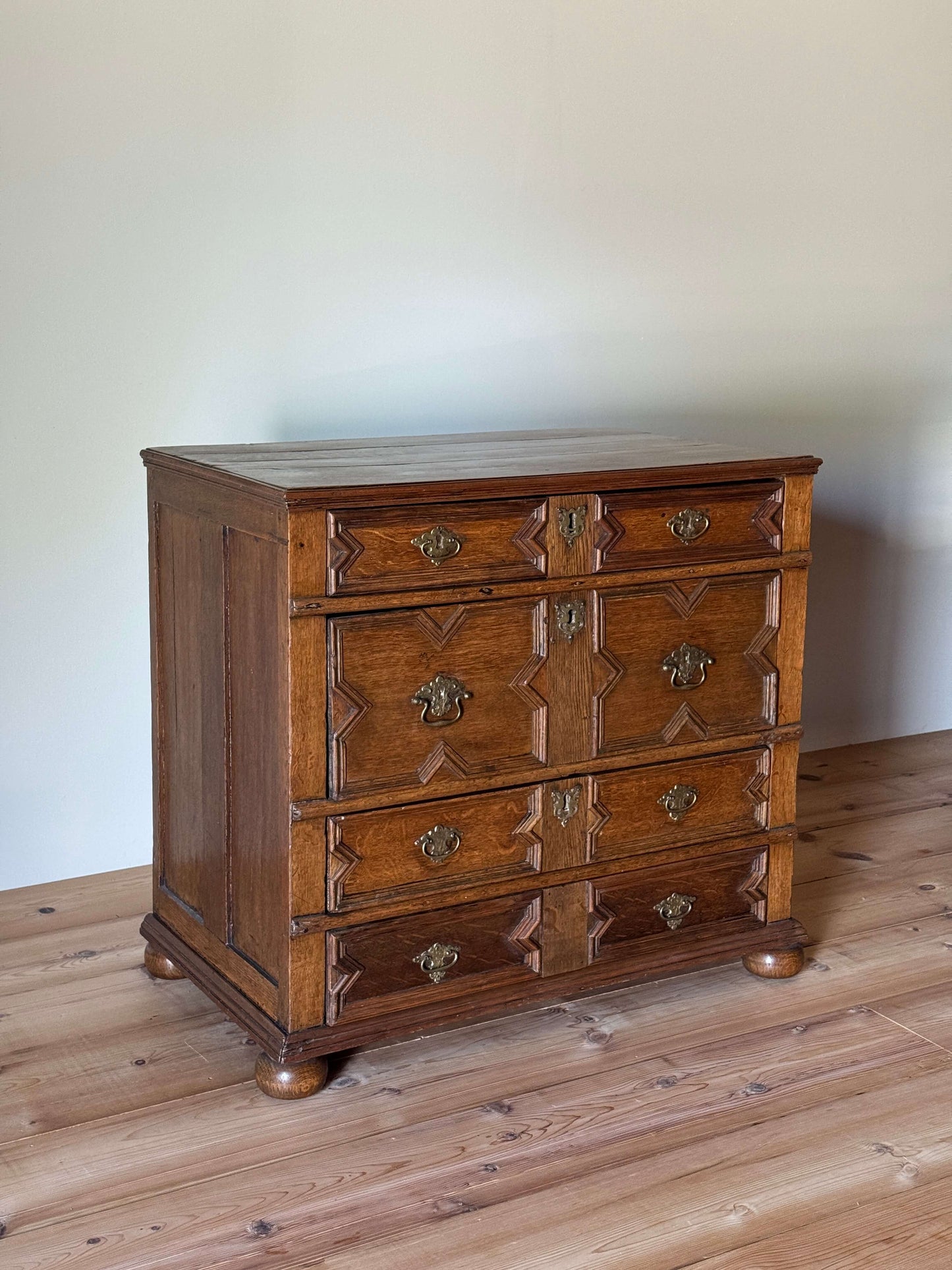 Charles II oak chest of drawers