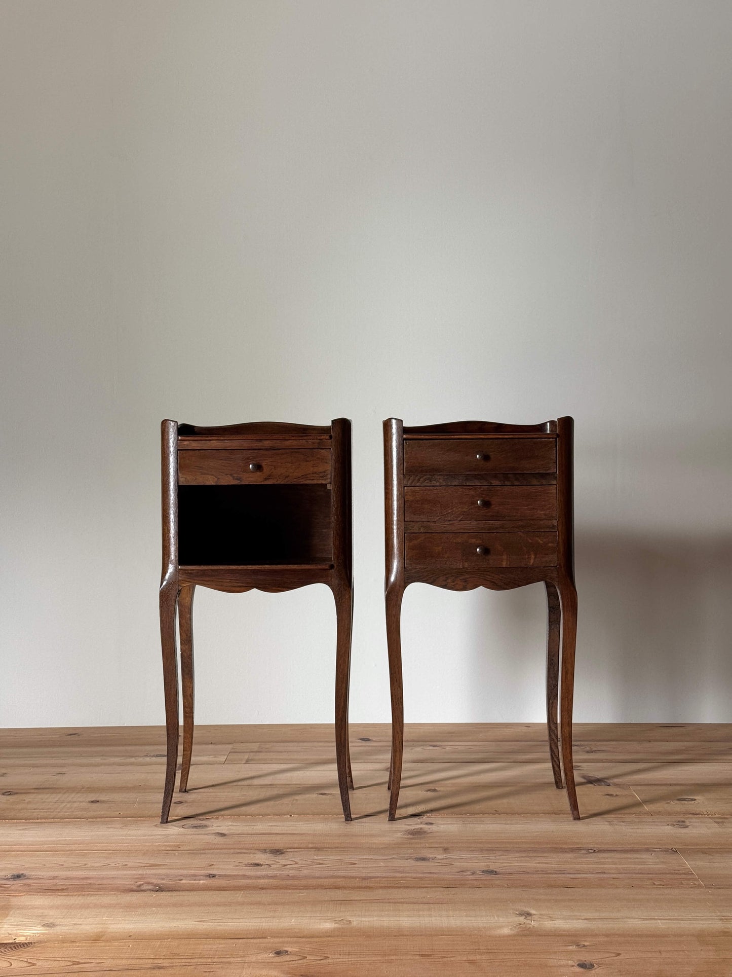 Pair of petite French vintage bedside tables