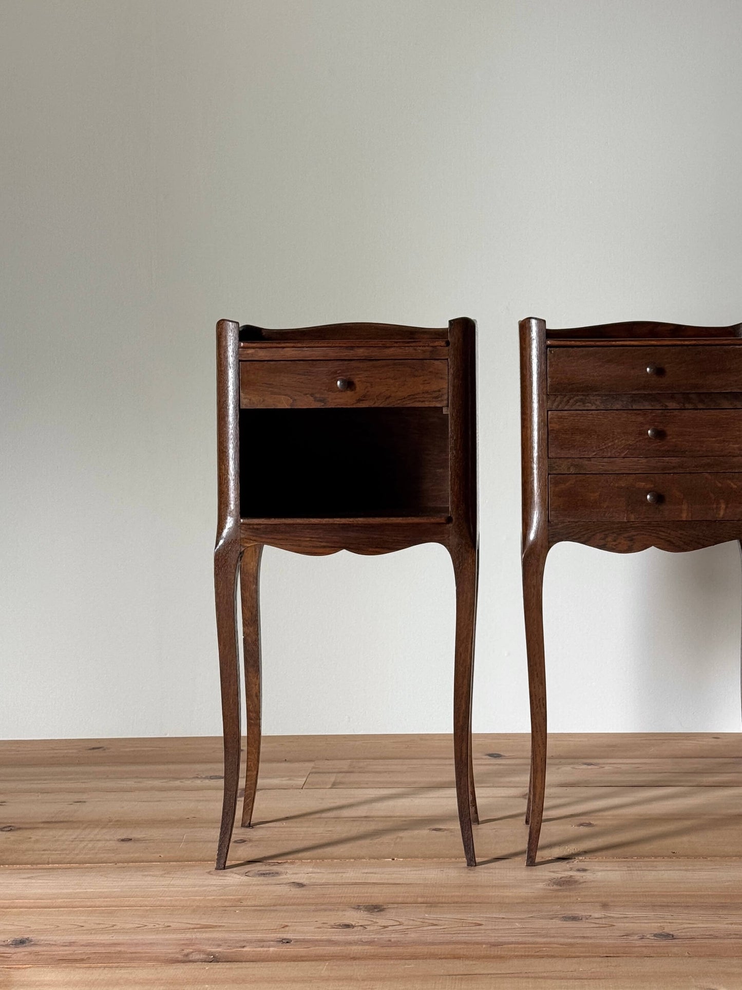 Pair of petite French vintage bedside tables