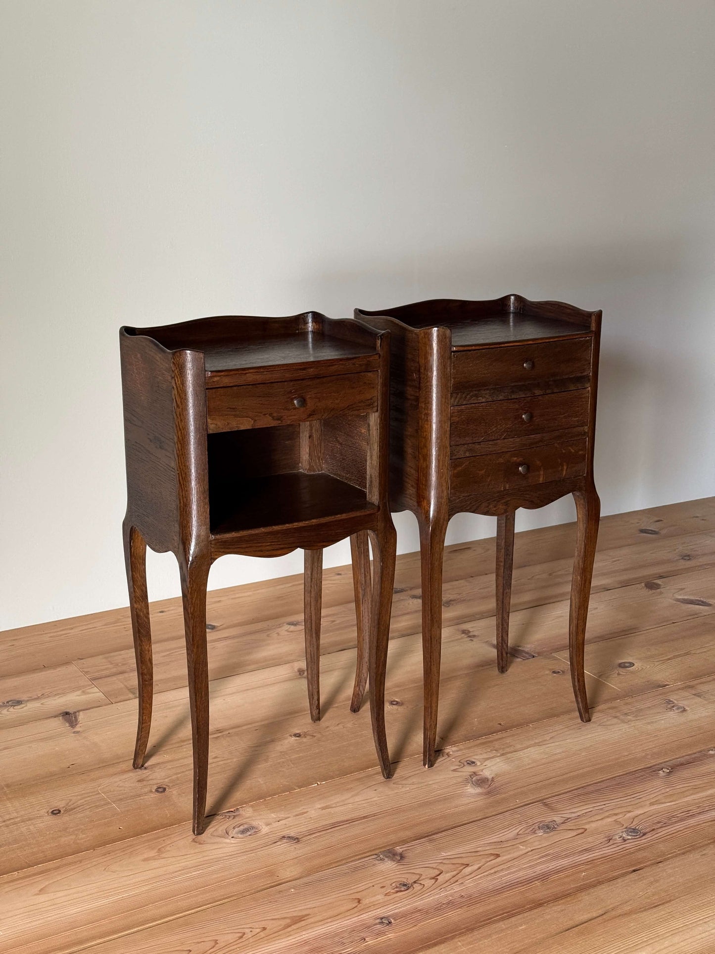 Pair of petite French vintage bedside tables