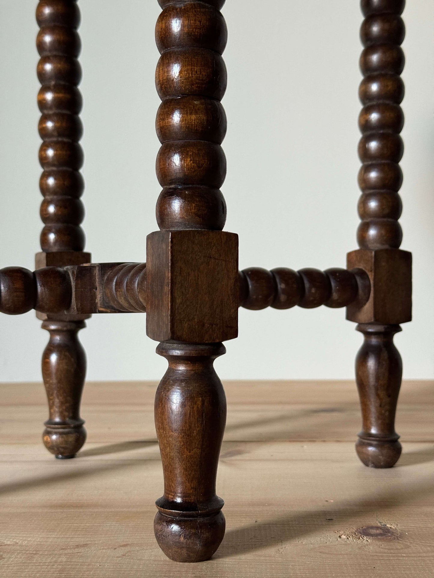 French vintage oval bobbin table