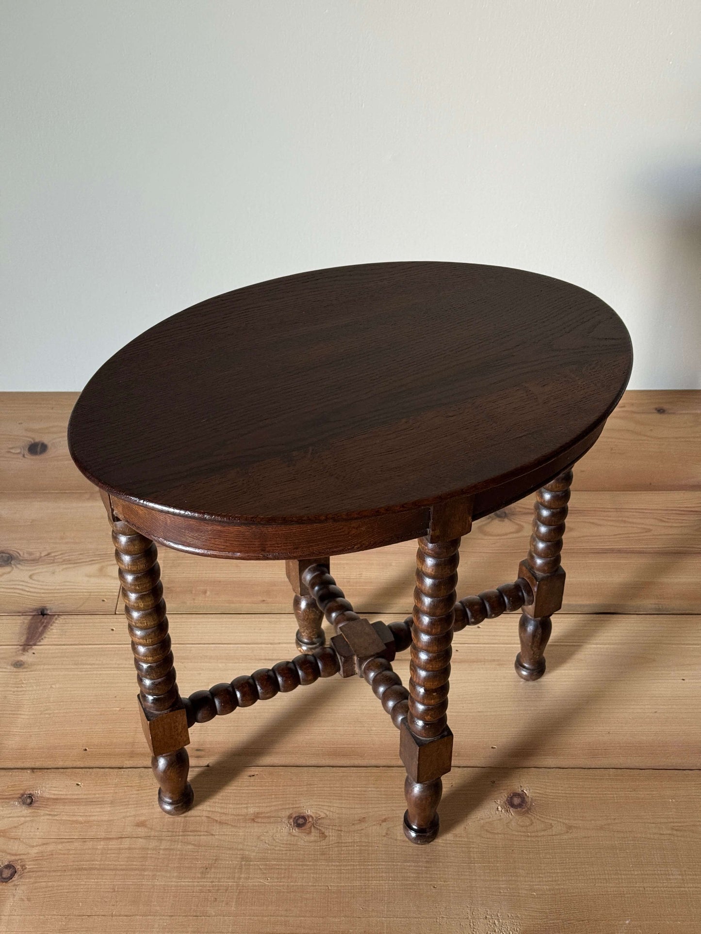 French vintage oval bobbin table