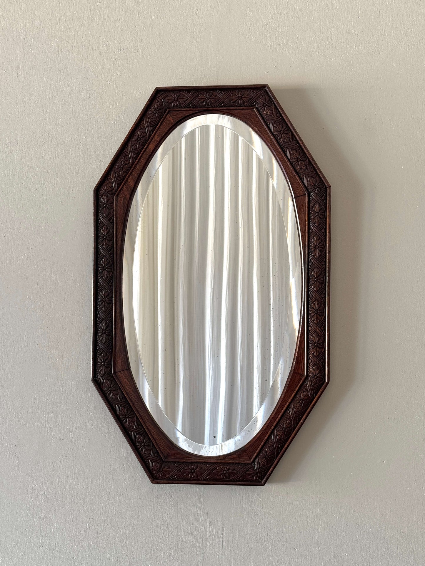 ON HOLD Hand-carved Victorian oak mirror