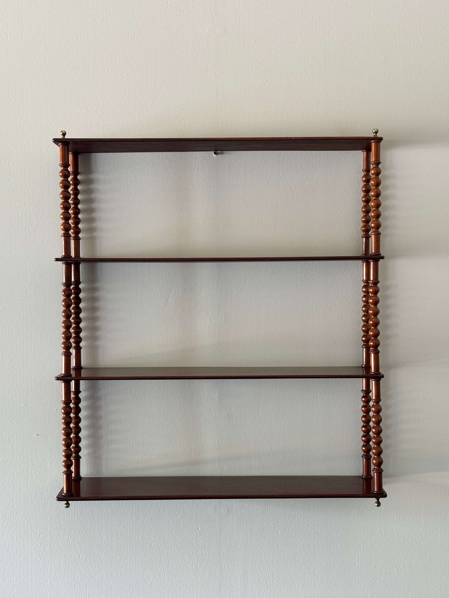 French antique mahogany bobbin shelf