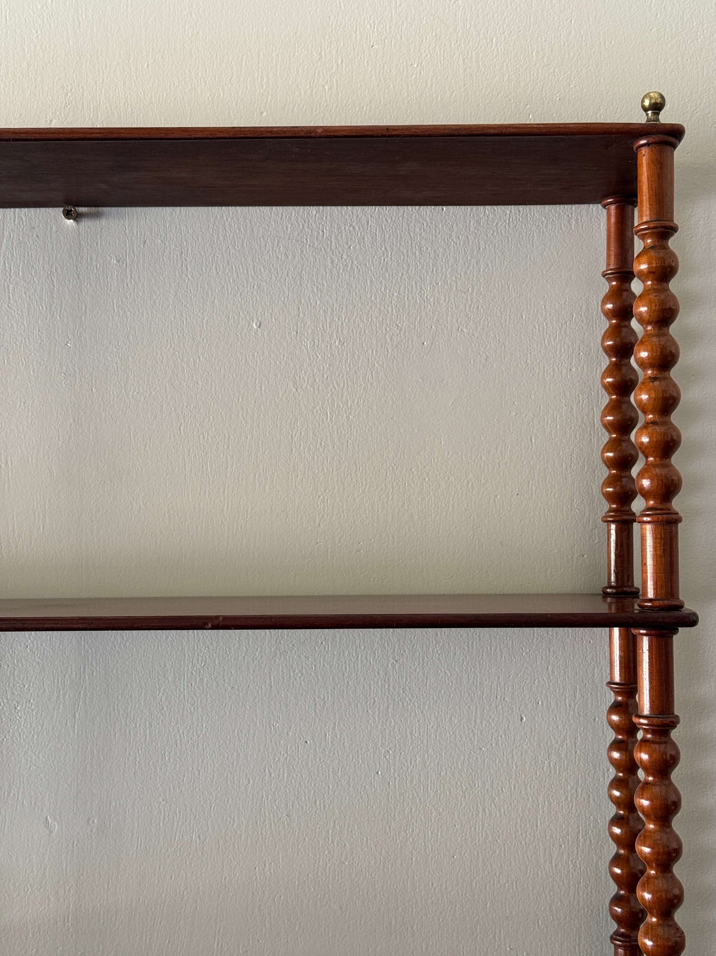 French antique mahogany bobbin shelf