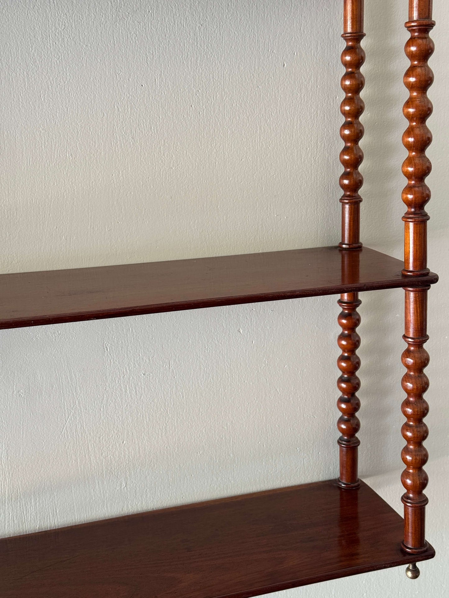 French antique mahogany bobbin shelf