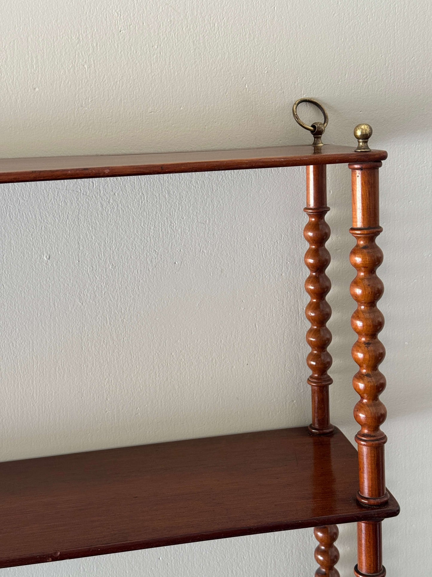 French antique mahogany bobbin shelf