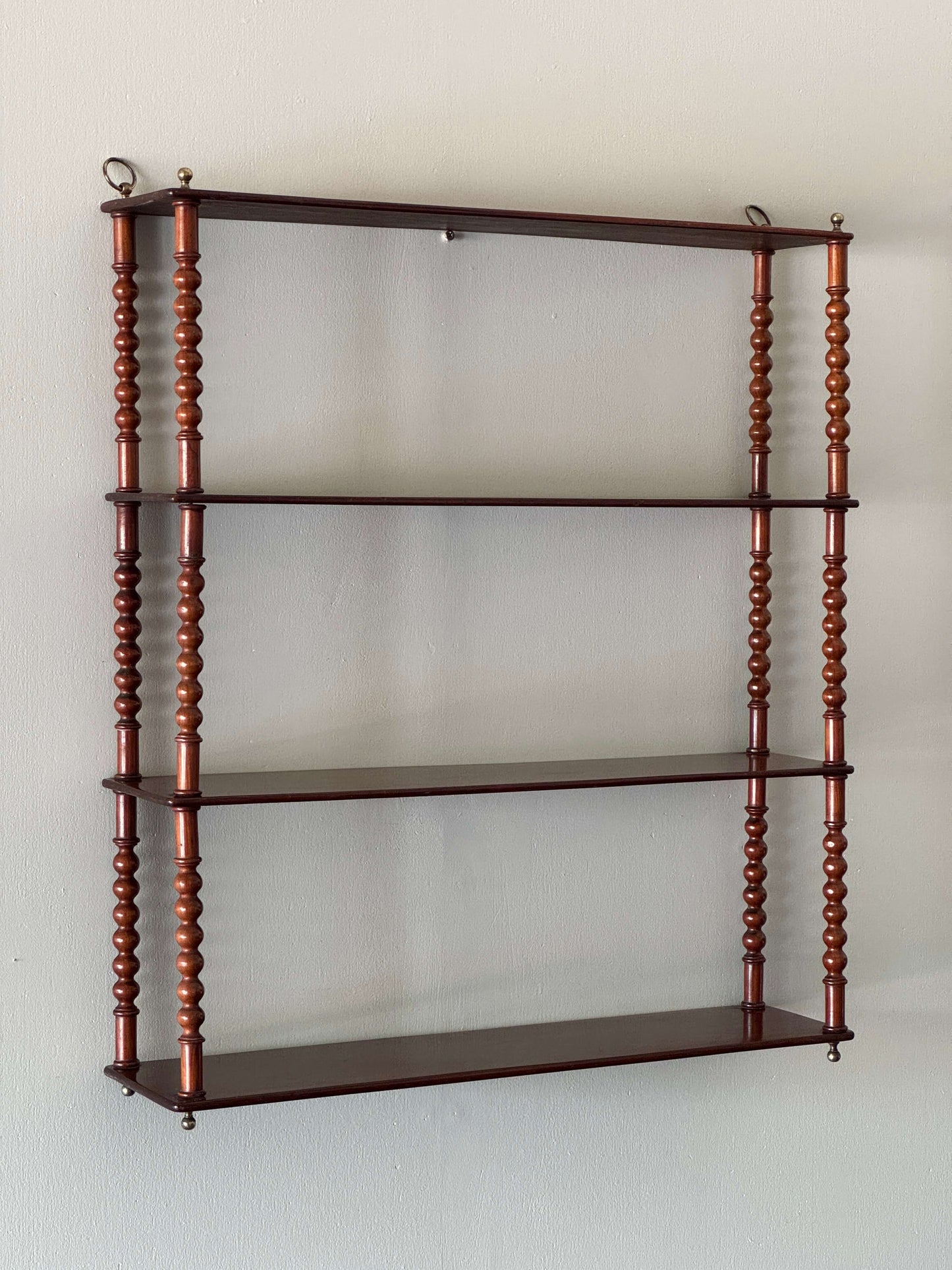 French antique mahogany bobbin shelf