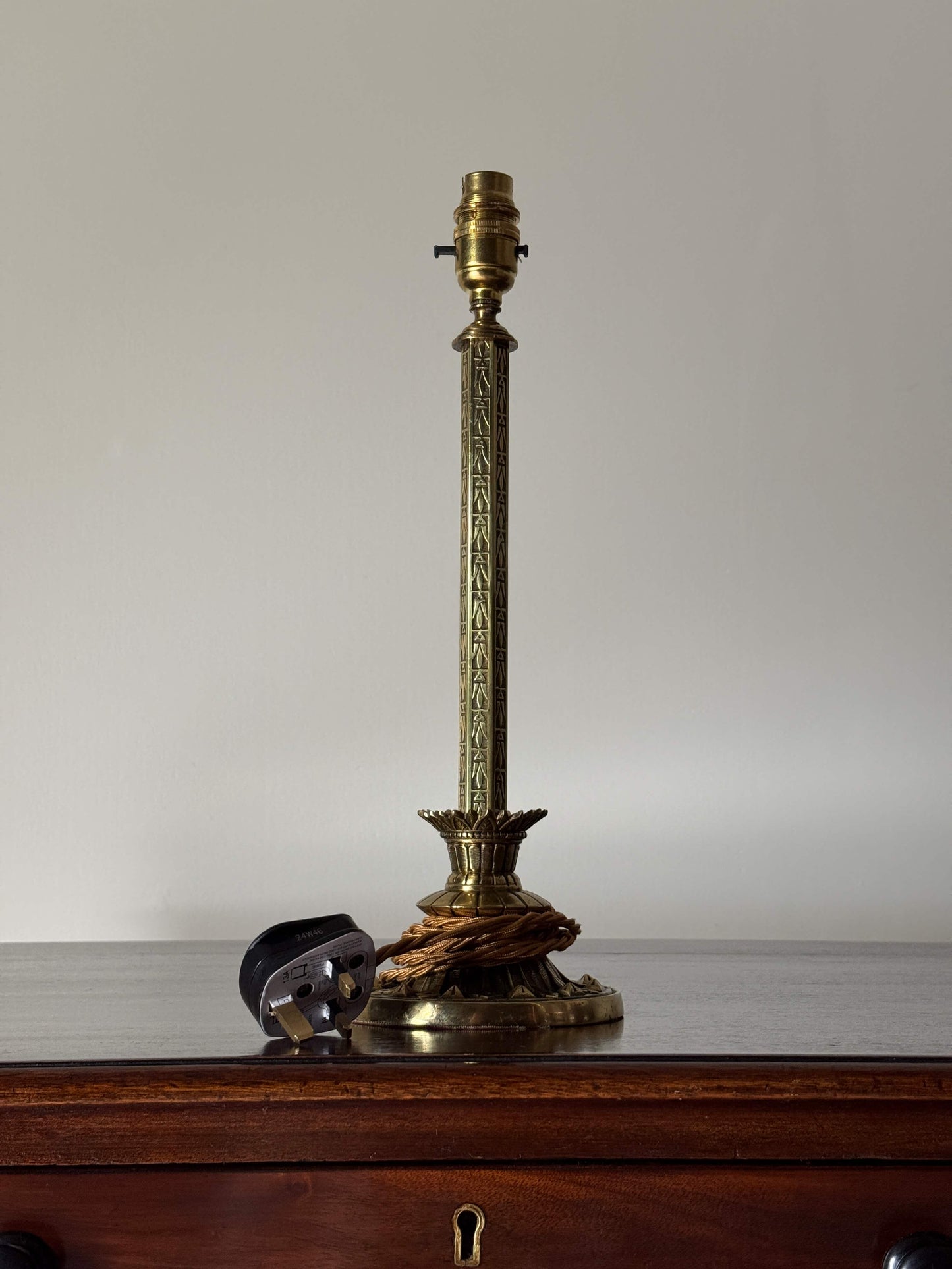 Art Nouveau brass lamp base