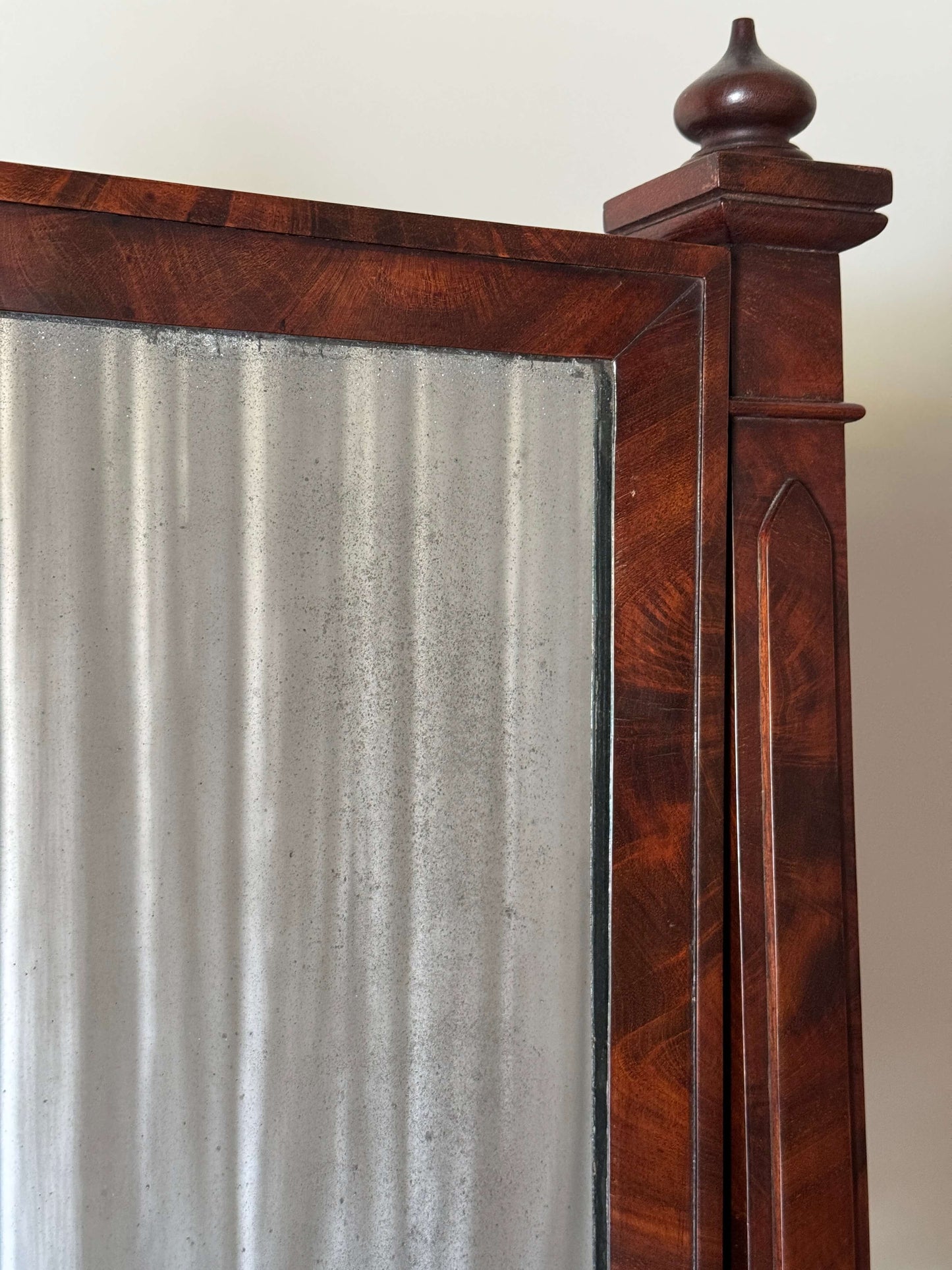 Large Victorian flame mahogany dressing mirror