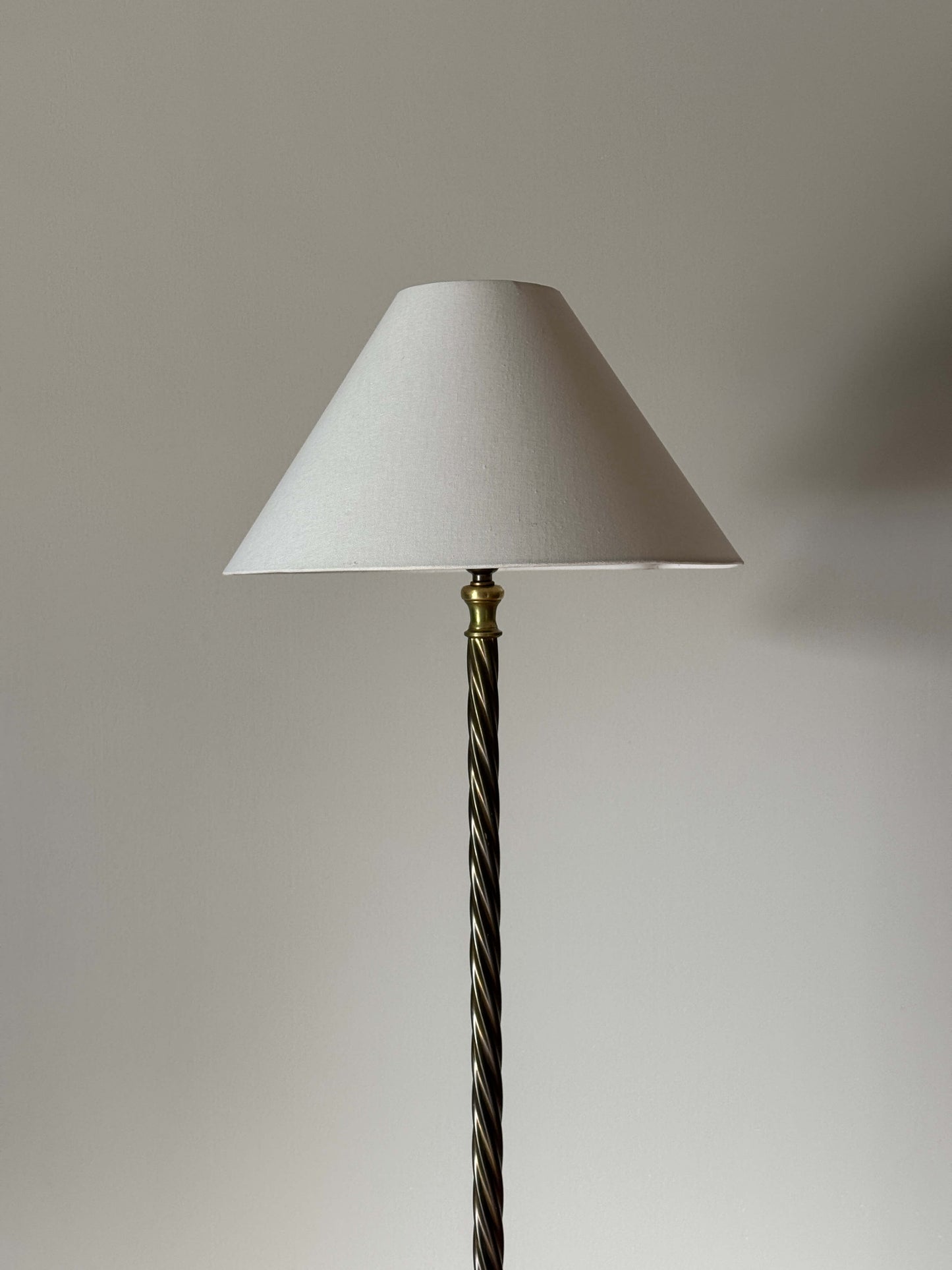 Mid-century brass twisted floor lamp