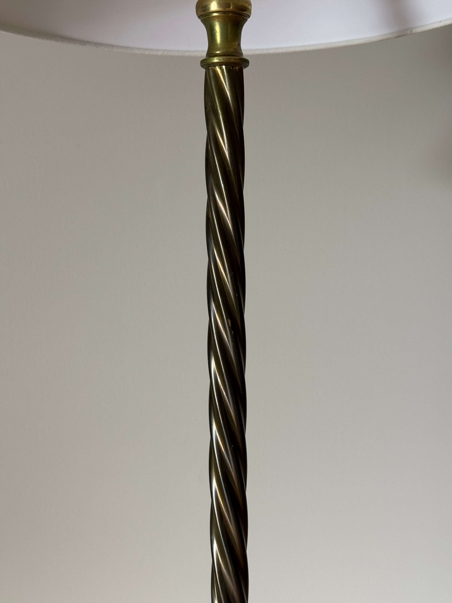 Mid-century brass twisted floor lamp