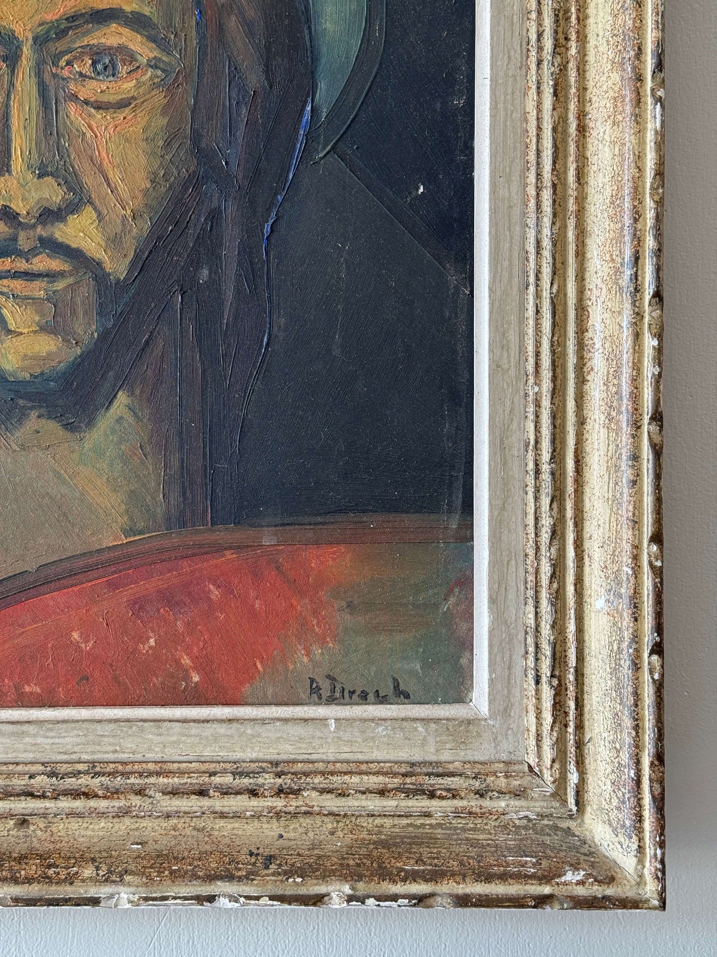French mid-century framed man painting