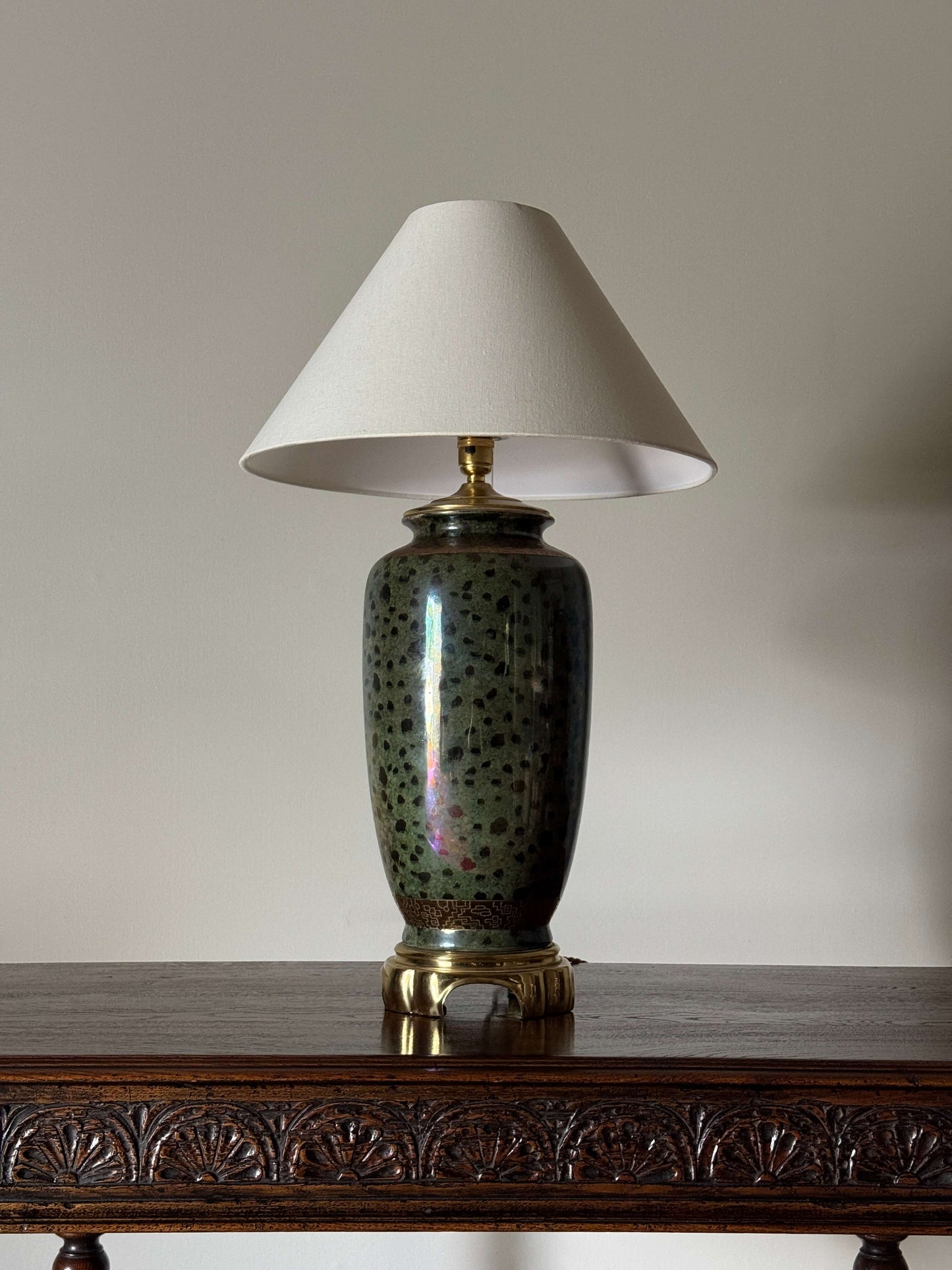 Large mid-century iridescent table lamp