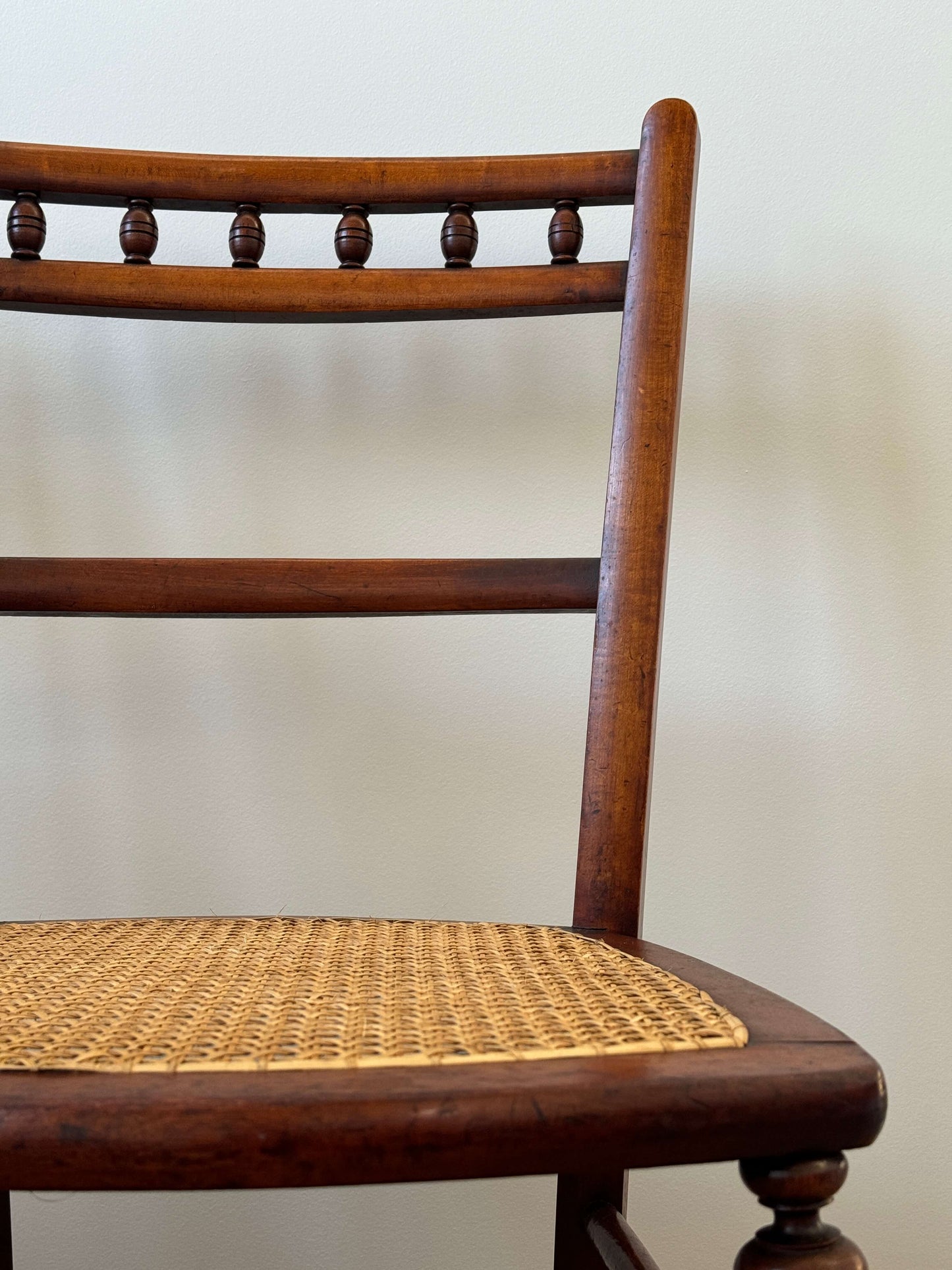 Set of six French antique cane dining chairs