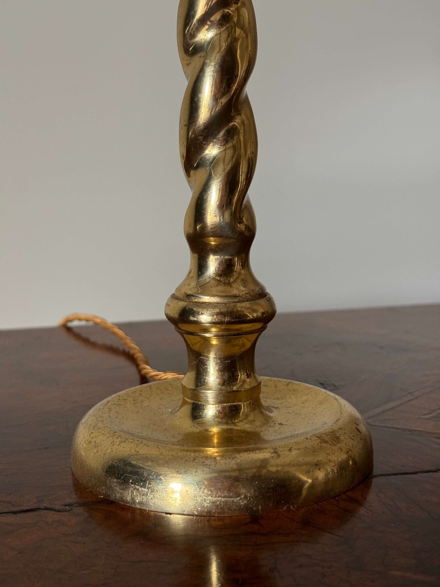 Pair of vintage brass twisted lamps