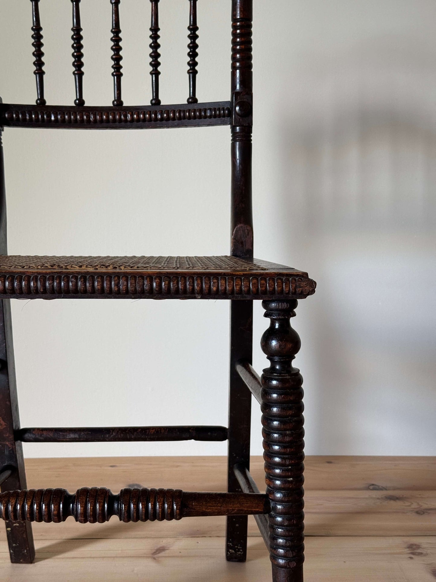 Victorian bobbin-turned cane chair