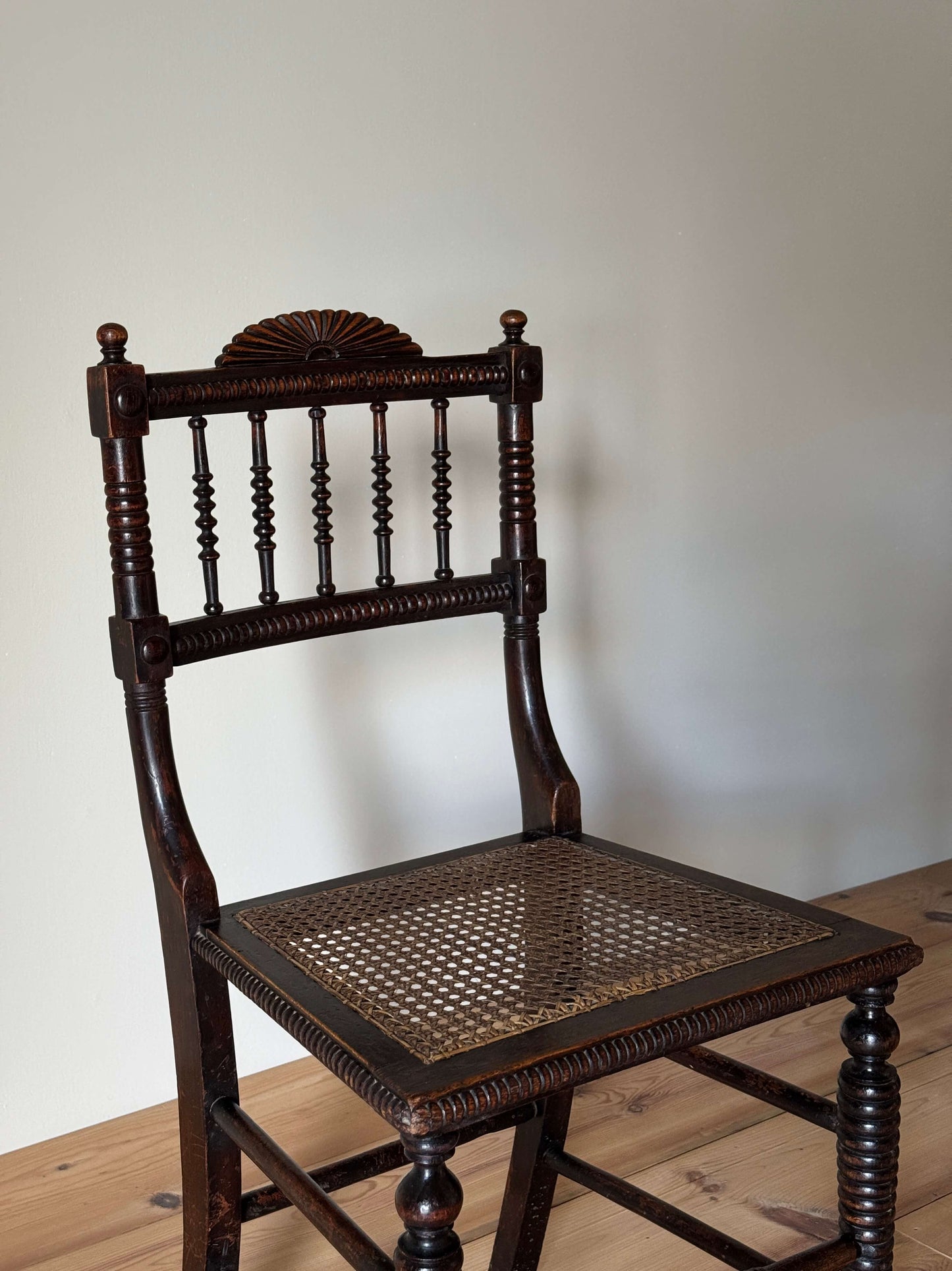 Victorian bobbin-turned cane chair