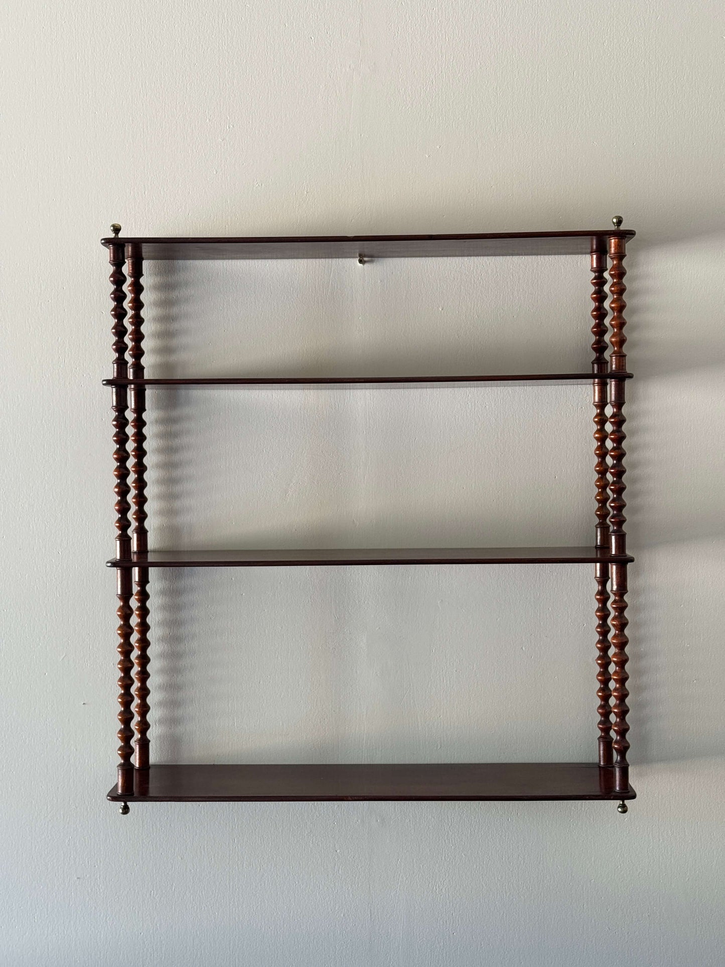 French antique mahogany bobbin shelf