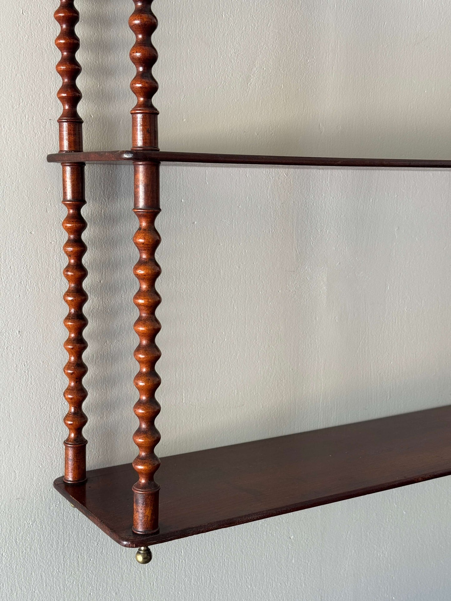French antique mahogany bobbin shelf