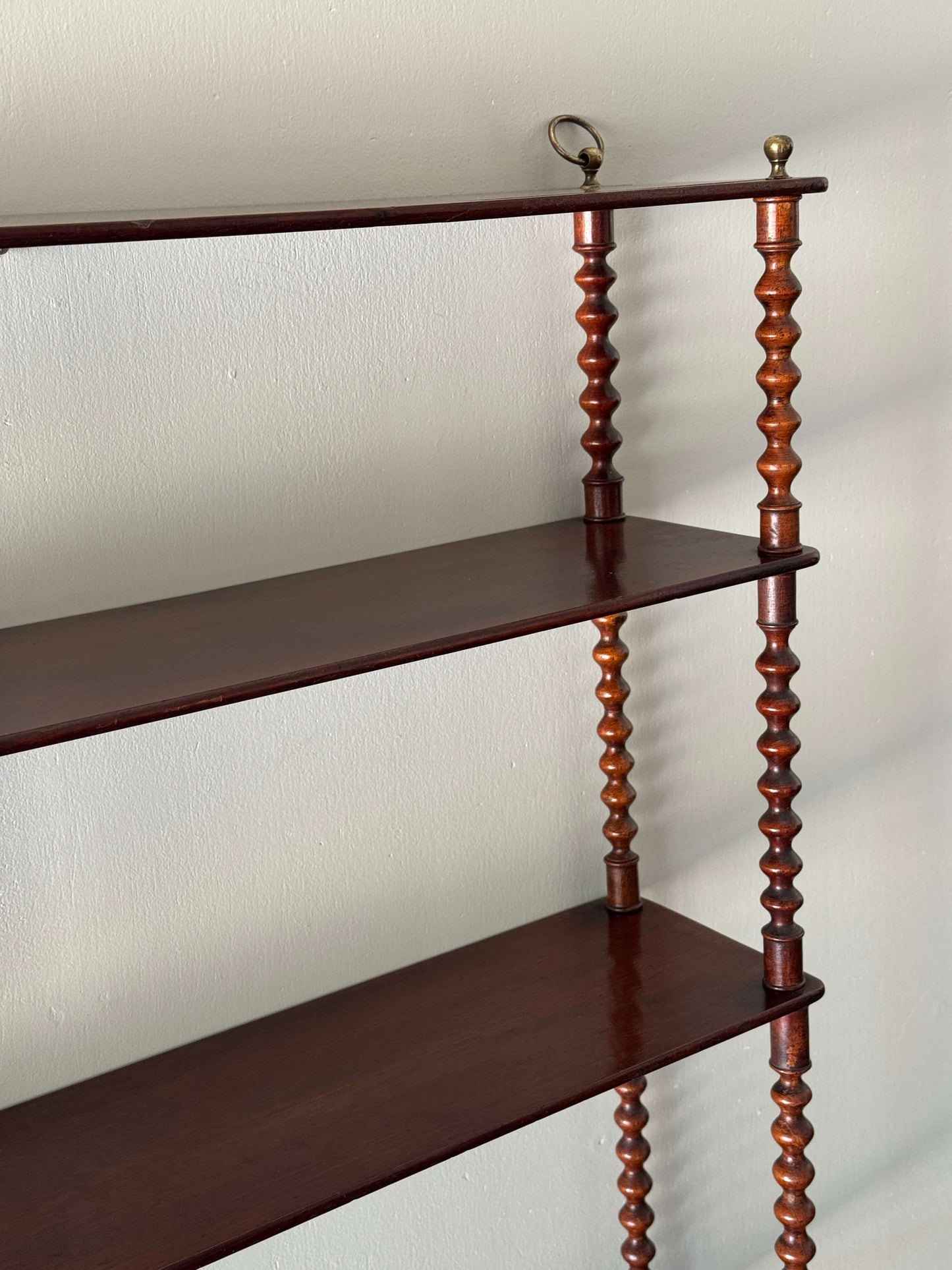 French antique mahogany bobbin shelf