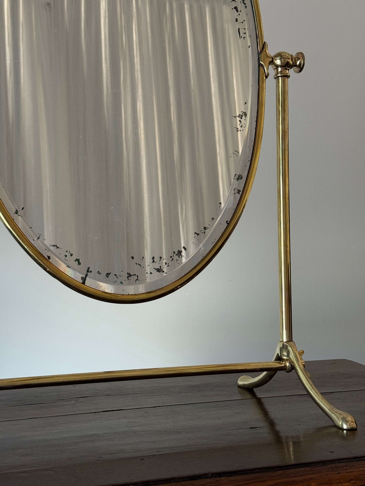 Mid-century brass table-top mirror